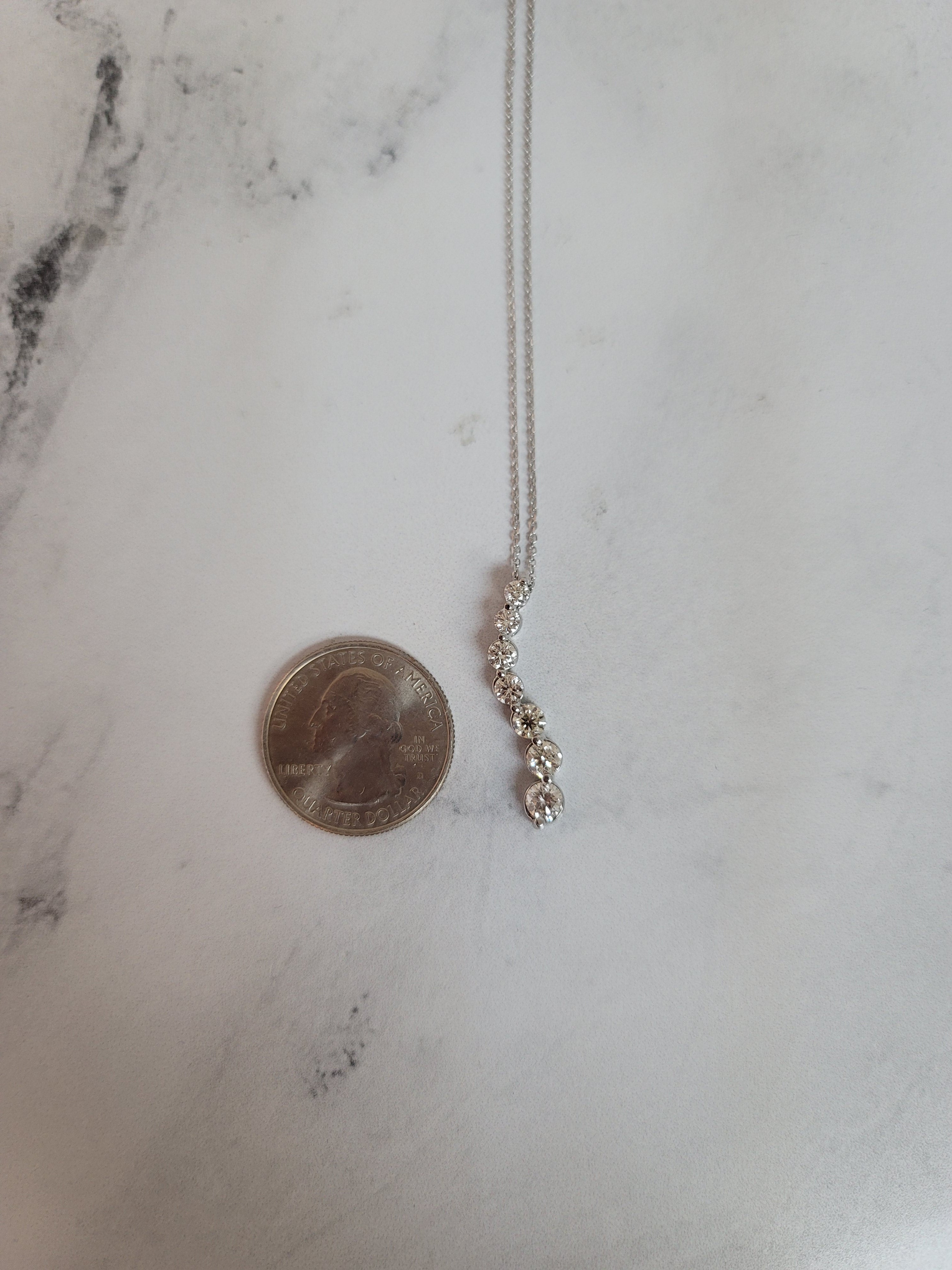 1.53cttw Gradient Diamond Journey Necklace - 14k White Gold Elegant Pendant for Women, Perfect for Anniversaries, Weddings & Special Occasions