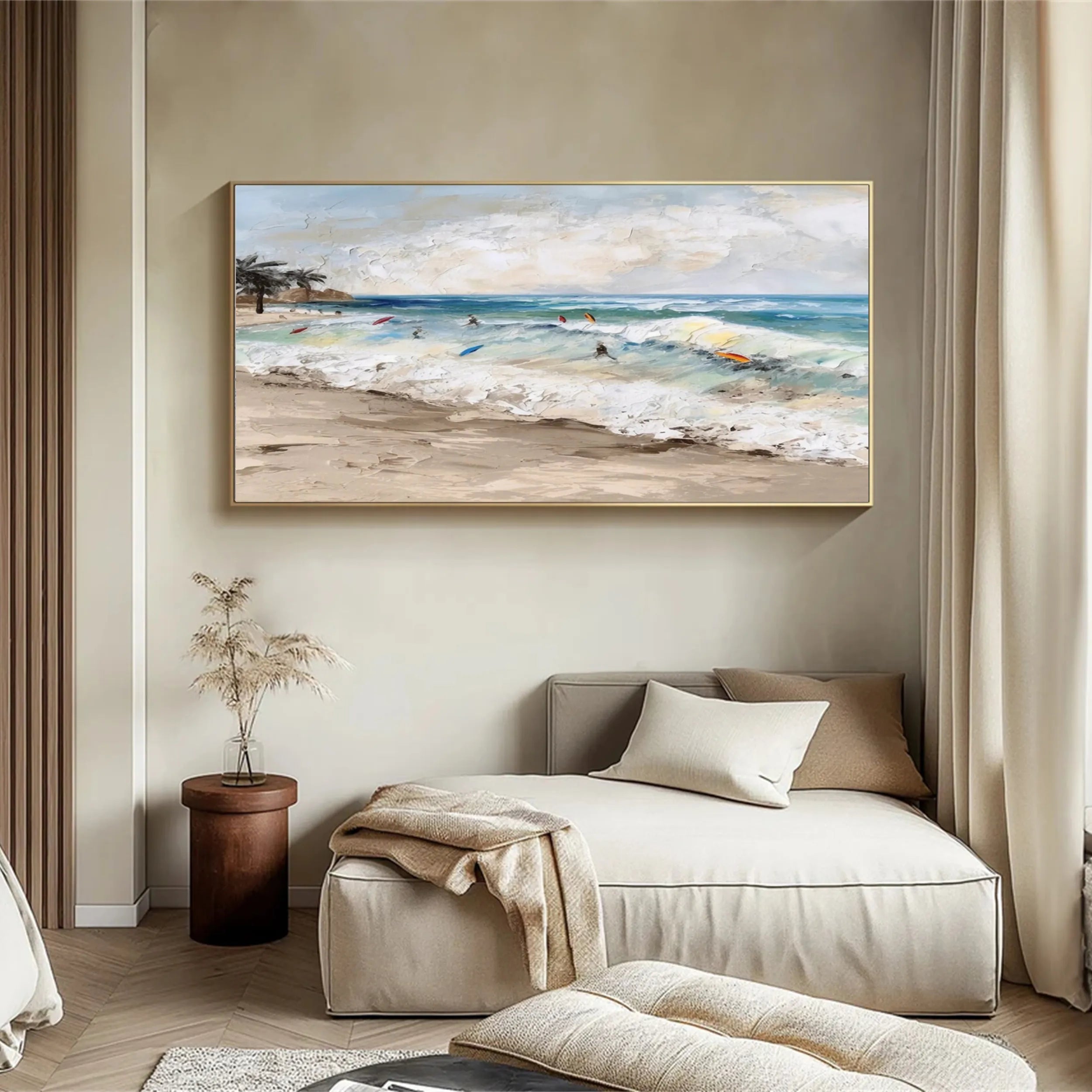 Seascape and Snowy Peak Painting - Premium Wall Art Decor #SP004 for Living Room, Bedroom & Office