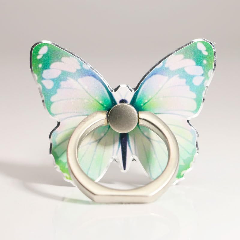 360° Rotating Adjustable Phone Ring Holder - Anti-Slip Finger Grip Stand for Smartphones & Tablets (Butterfly Design, Green) | Perfect for Hands-Free Viewing, Selfies, and Secure One-Handed Use