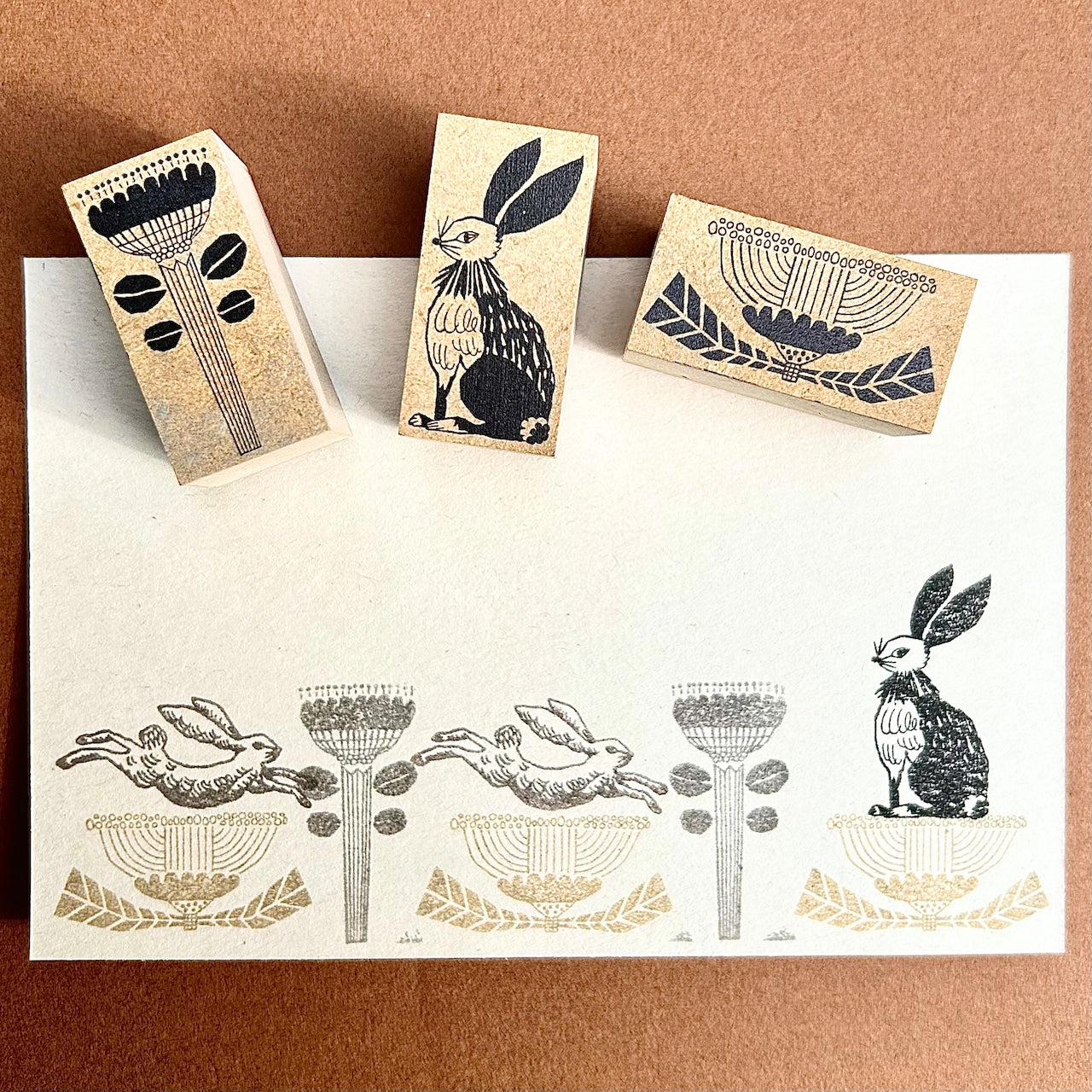 Kinotorico Wooden Rubber Stamp - White Rabbit Design for DIY Crafts, Scrapbooking & Card Making | Handmade Stamps for Art Projects & Gift Wrapping