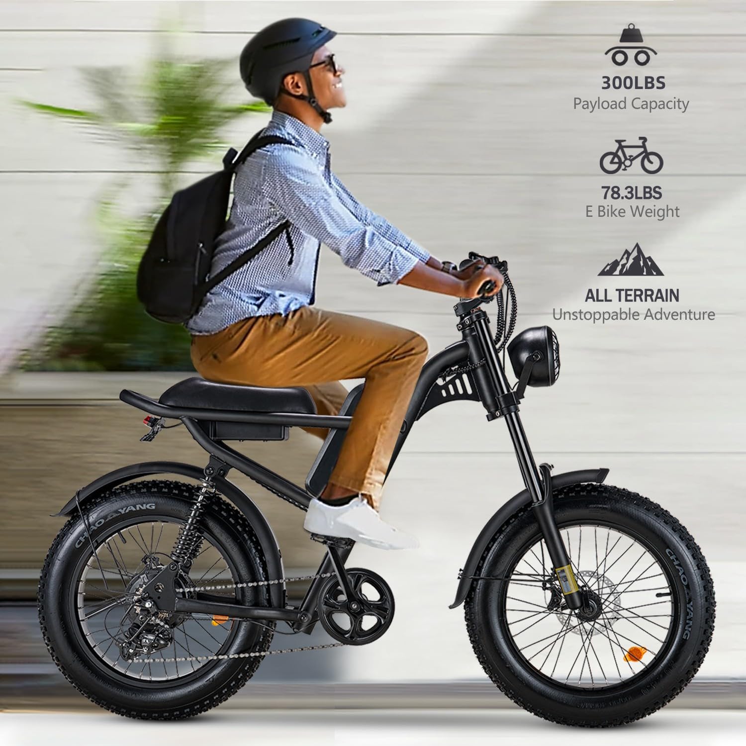 1500W Moped Style Electric Bike - 6-Layer Full Suspension E-Bike with 28MPH Speed & 37-150 Mile Range - 750WH/1500WH Removable Battery - 20
