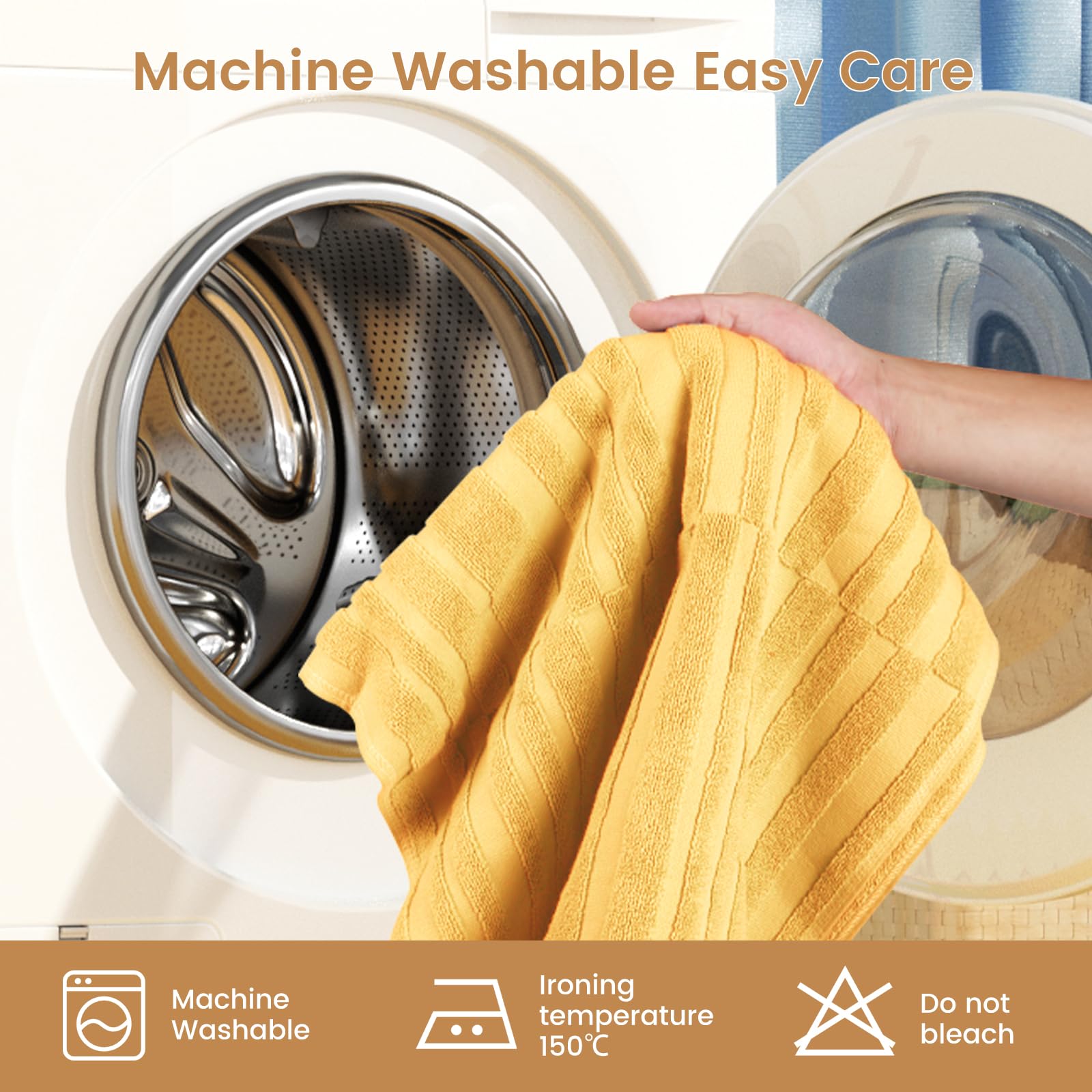 SEMAXE 2-Pack Cotton Bath Mats - Super Absorbent, Non-Slip Bathroom Floor Towels for Shower & Tub | Machine Washable, Soft & Durable (Lemon Yellow) - Perfect for Bathroom Safety & Comfort, Quick-Drying Foot Mats for Wet Floors