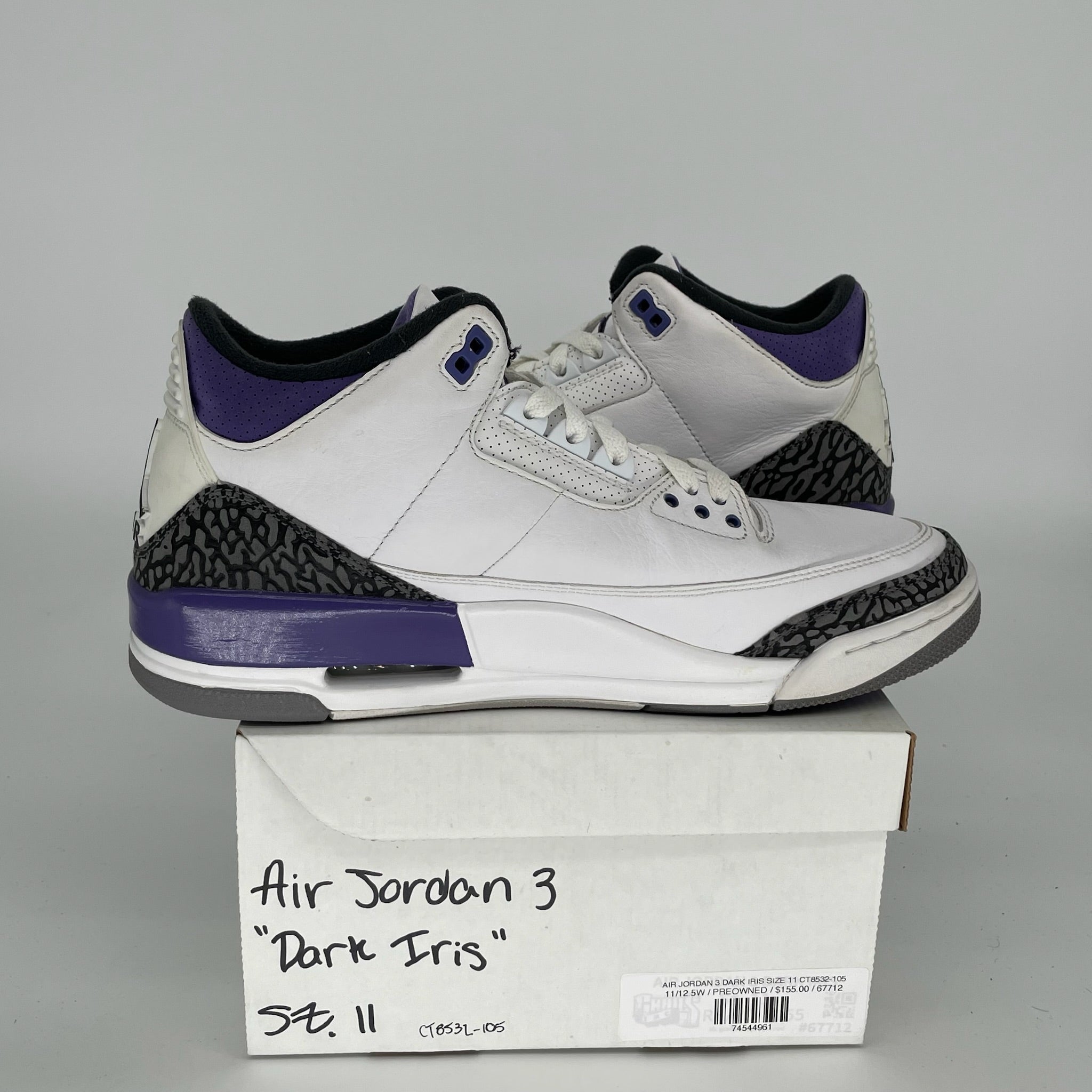 AIR JORDAN 3 DARK IRIS Men's Basketball Shoes - Size 11 (CT8532-105) - Retro Sneakers for Casual Wear & Street Style