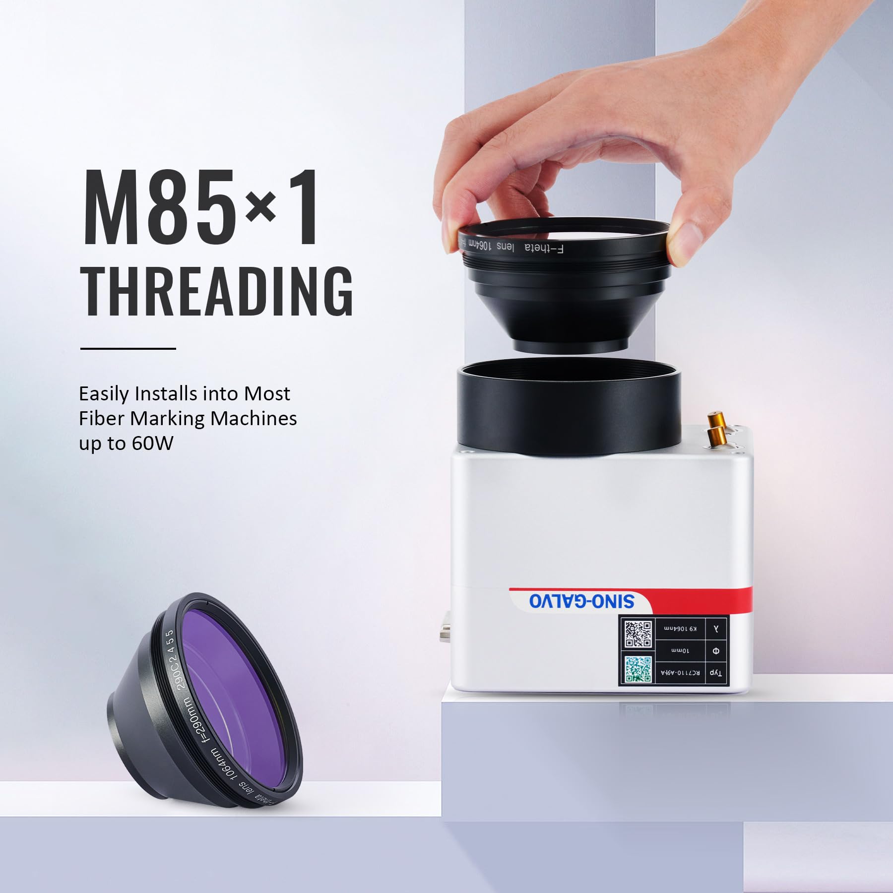 OMTech F Theta Lens for Fiber Laser Engraver - 300mm Sino Galvo Scanning Lens for 1064nm Fiber Laser Marking Machine - Replacement Laser Field Lens for 20W 30W 50W 60W Engraving Machines - Perfect for Metal, Plastic & Wood Engraving Projects