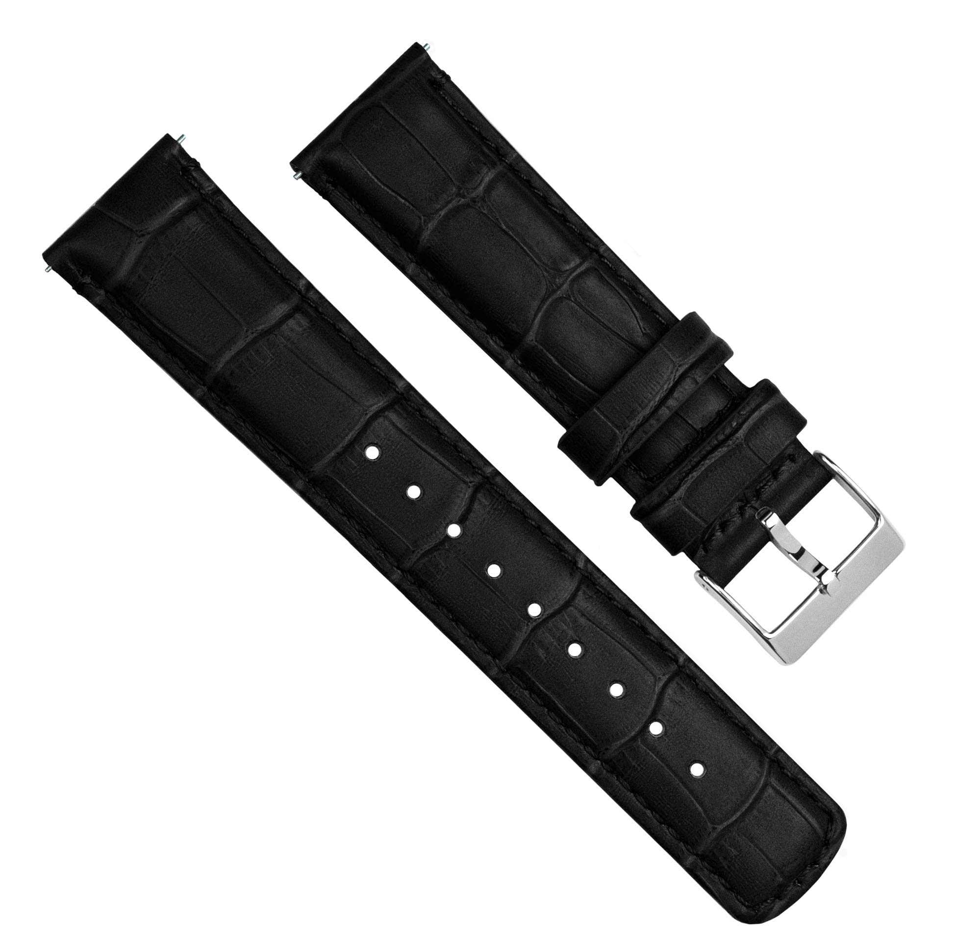 Samsung Galaxy Watch4 Black Alligator Grain Leather Replacement Band - Premium Strap for Galaxy Watch 4 Classic & Bluetooth Smartwatch - Perfect for Business, Workout & Daily Wear