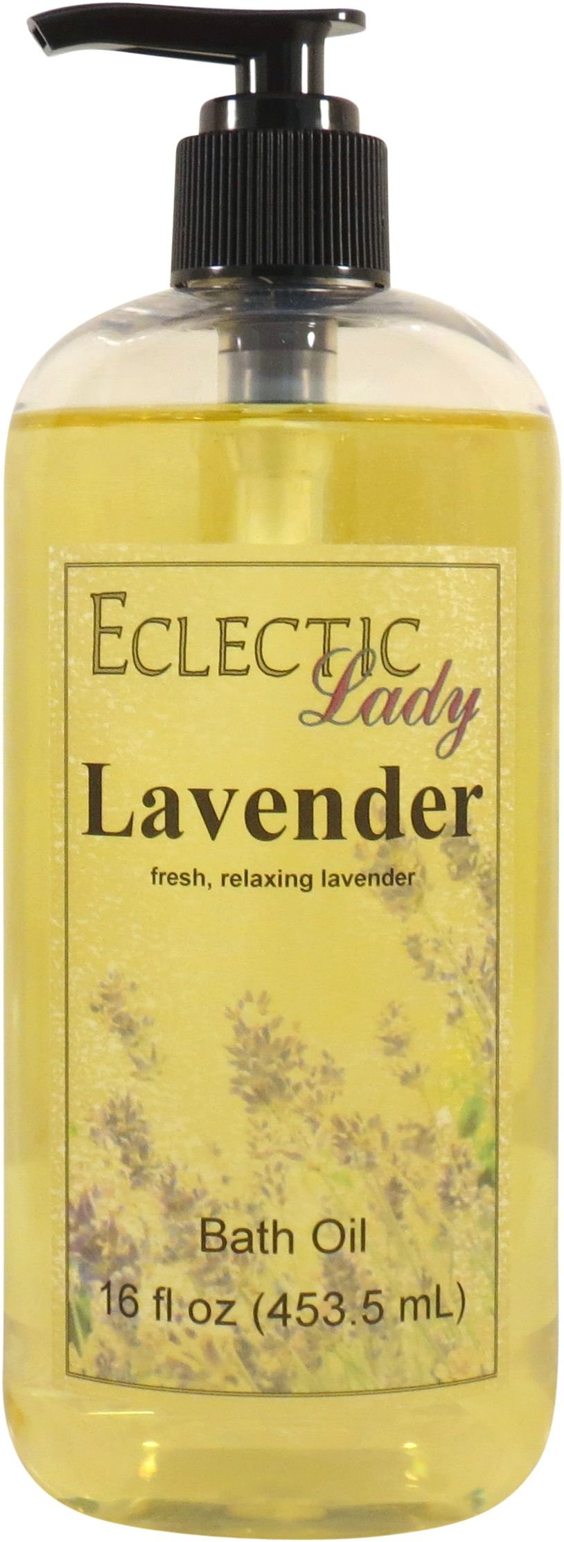 Eclectic Lady Lavender Bath Oil - 16 oz Scented Relaxing & Moisturizing Body Oil for Dry, Rough & Sensitive Skin - Daily Nourishing Shower Oil for Spa, Aromatherapy & Self-Care at Home
