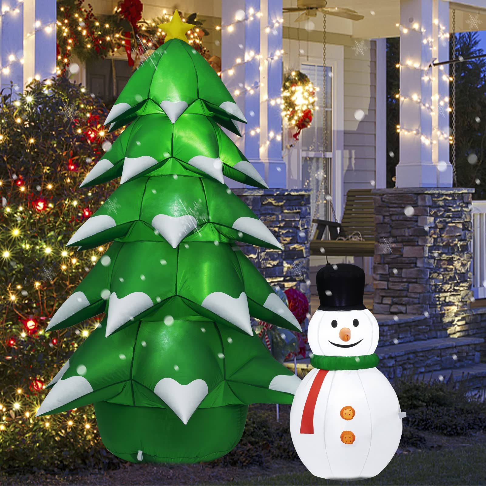 7FT Inflatable Christmas Tree with Snowman - Outdoor/Indoor LED Lighted Holiday Decor for Yard, Garden, Party & Xmas Décor | Perfect for Christmas Celebrations, Home Decoration & Festive Gatherings