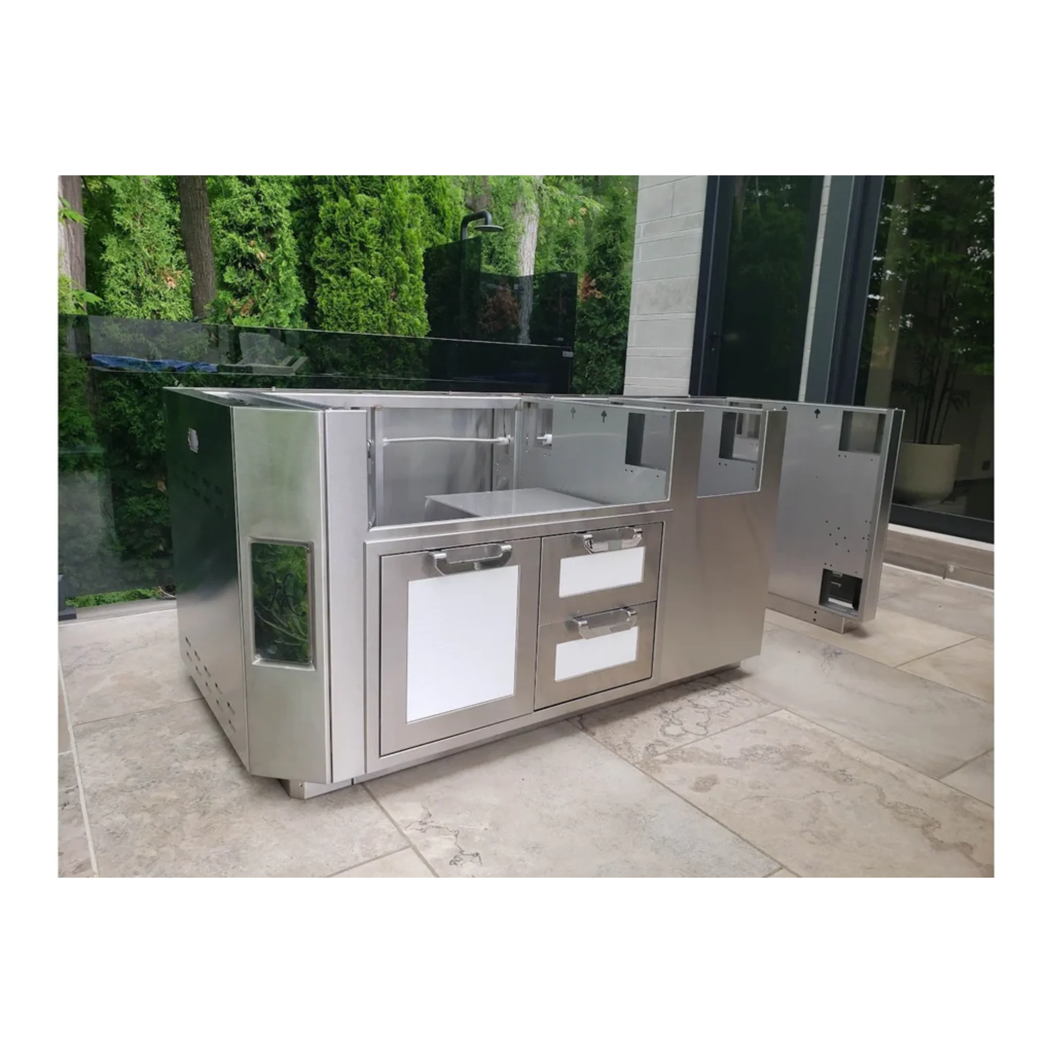 Hestan GES12 12 Ft. GE Series Kitchen Island with Side Burner Cutout - Premium Stainless Steel Commercial Island for Restaurants, Catering & Home Kitchens