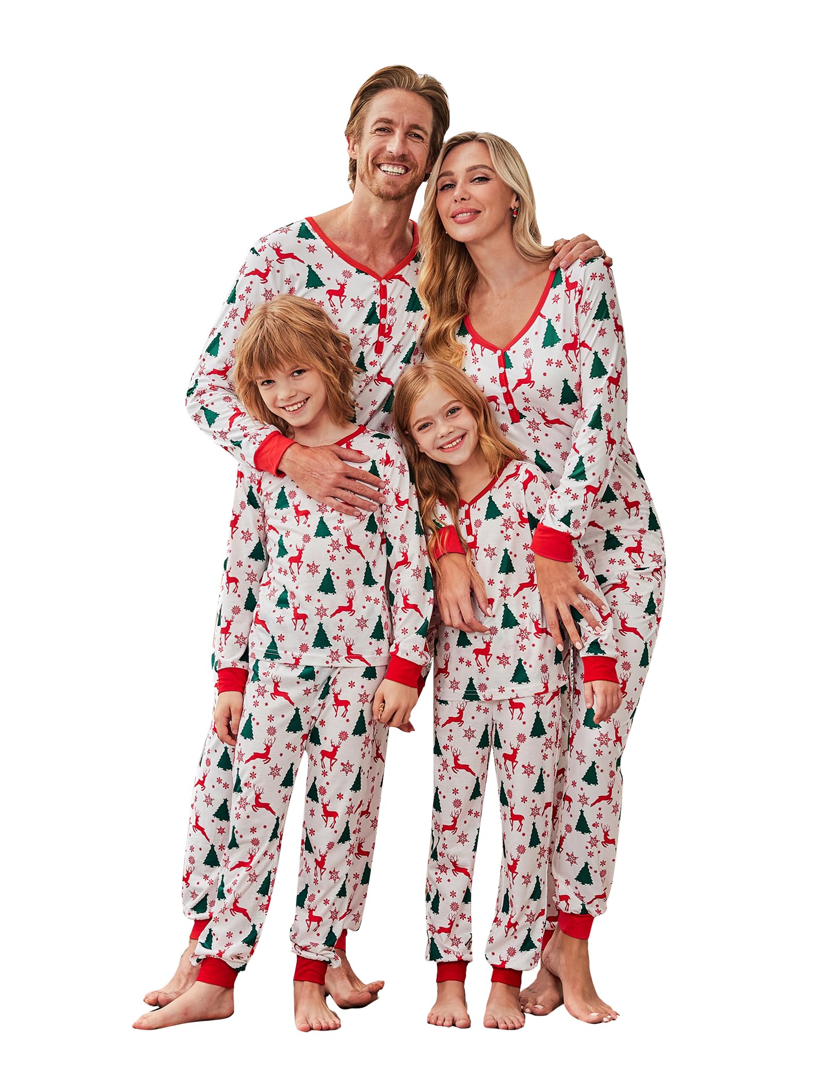 Ekouaer Family Matching Christmas Pajamas Set - Women's Men's Kids Holiday Sleepwear, Long Sleeve PJs, Cozy Lounge Outfits for Festive Family Photos & Christmas Morning