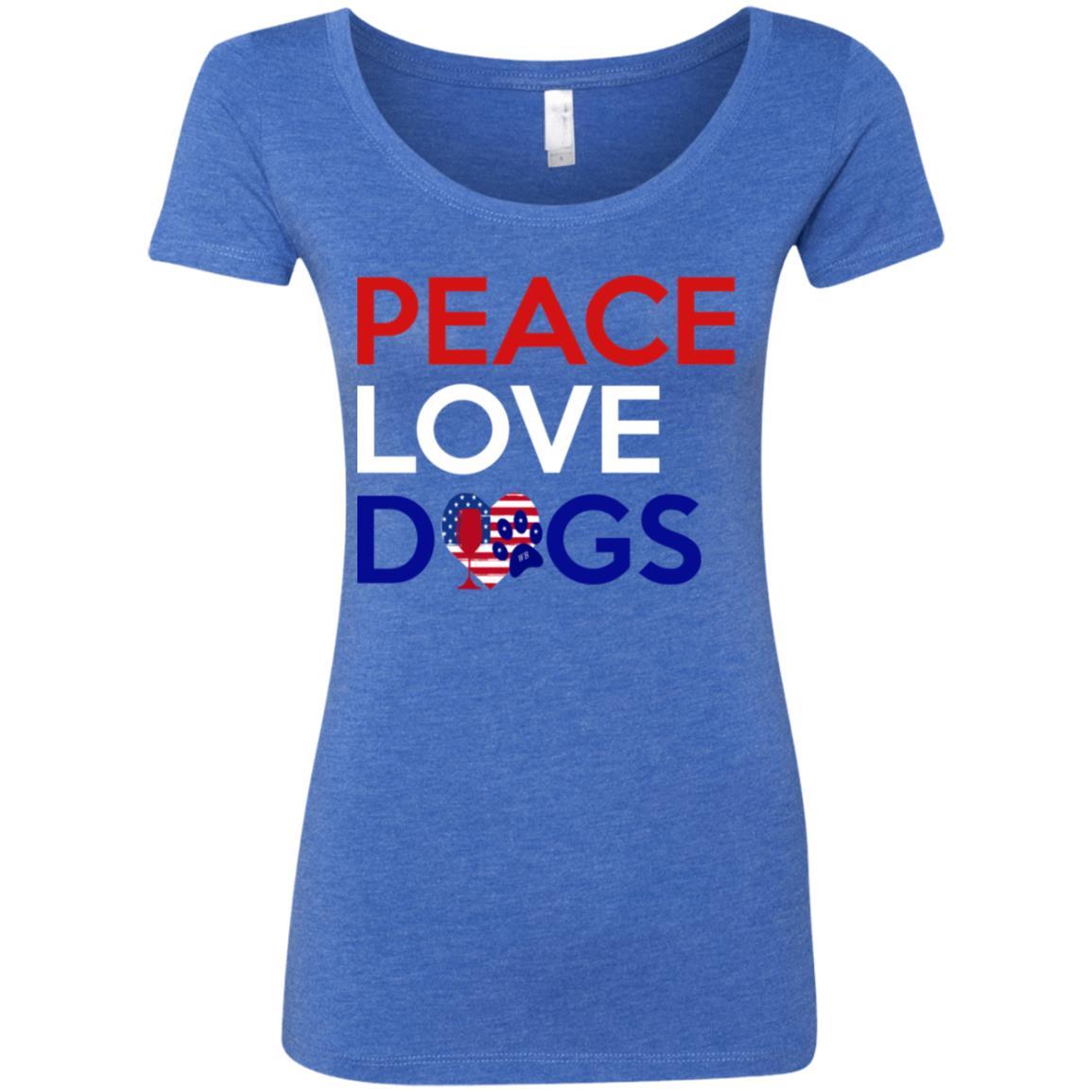 Peace Love Dogs Ladies' Triblend Scoop Neck T-Shirt - Soft Comfortable Women's Graphic Tee for Dog Lovers - Perfect for Casual Wear, Dog Walks & Pet Lovers Outfits