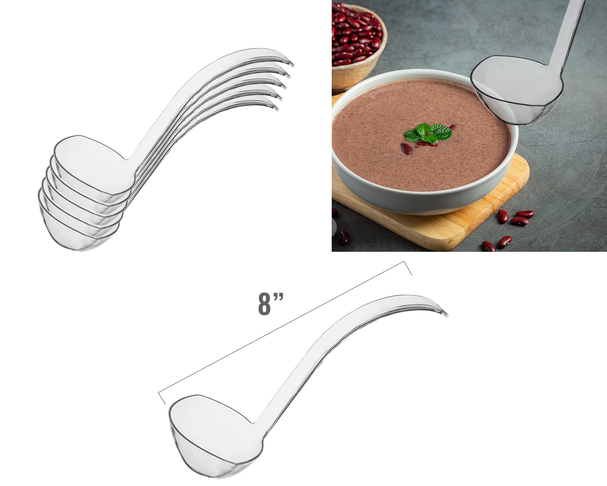 Disposable Plastic Serving Cutlery Set - 48 Clear Ladles for Wedding, Birthday Party, Catering & Events - Durable Flatware for Buffets, Picnics & Outdoor Dining