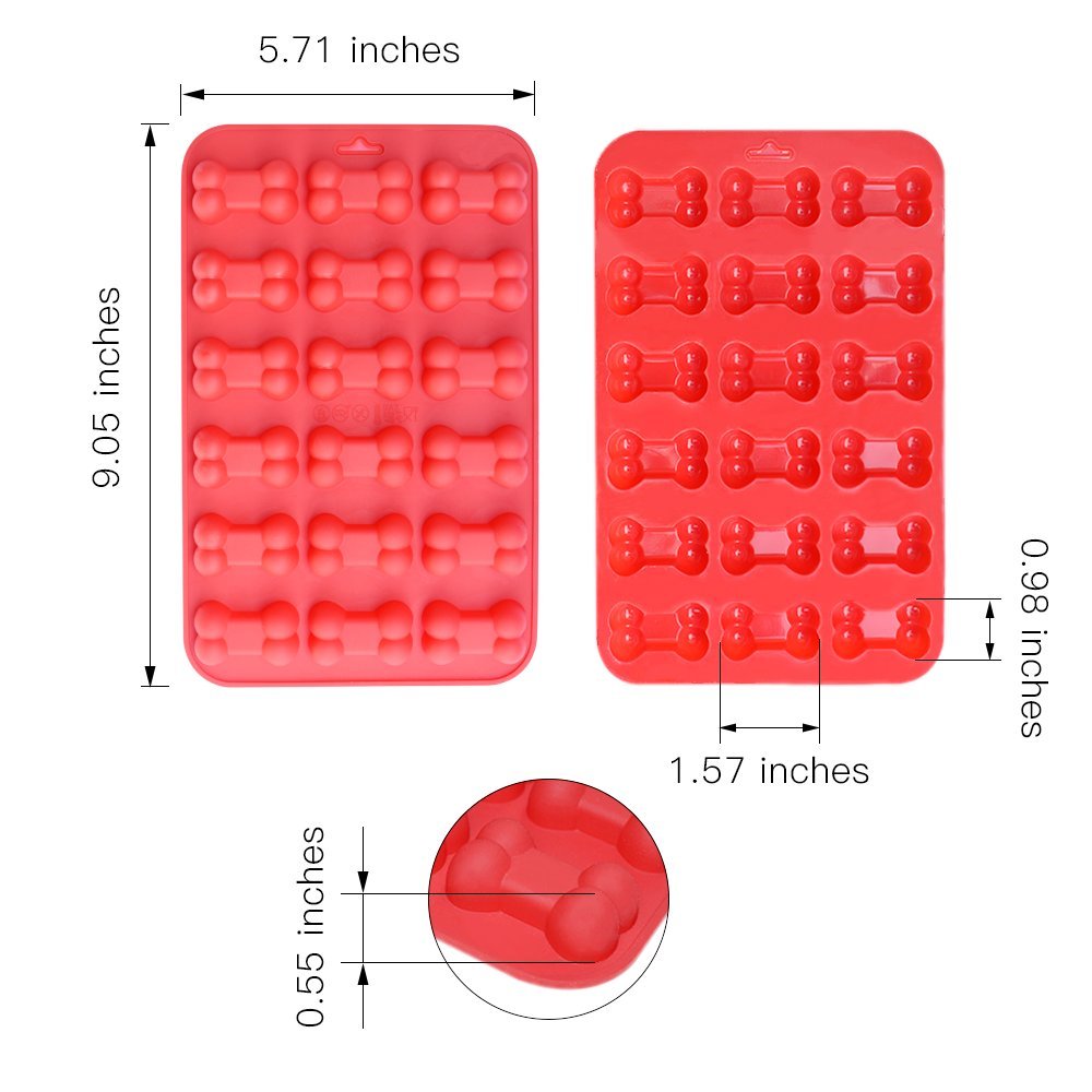 Premium Non-Stick Food Grade Silicone Dog Treat Molds - 6 Cavity Jumbo Paw & Bone Shapes for Chocolate, Candy, Jelly, Ice Cubes - Perfect for DIY Dog Treats, Baking & Party Favors (Set of 4)