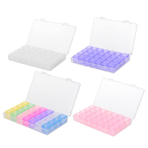 COHEALI 4-Piece Nail Organizer Case - Diamond Pattern Manicure Tool Storage Box with Removable Dividers for 28 Nail Polishes | Perfect for Salon Professionals & At-Home Nail Care Organization
