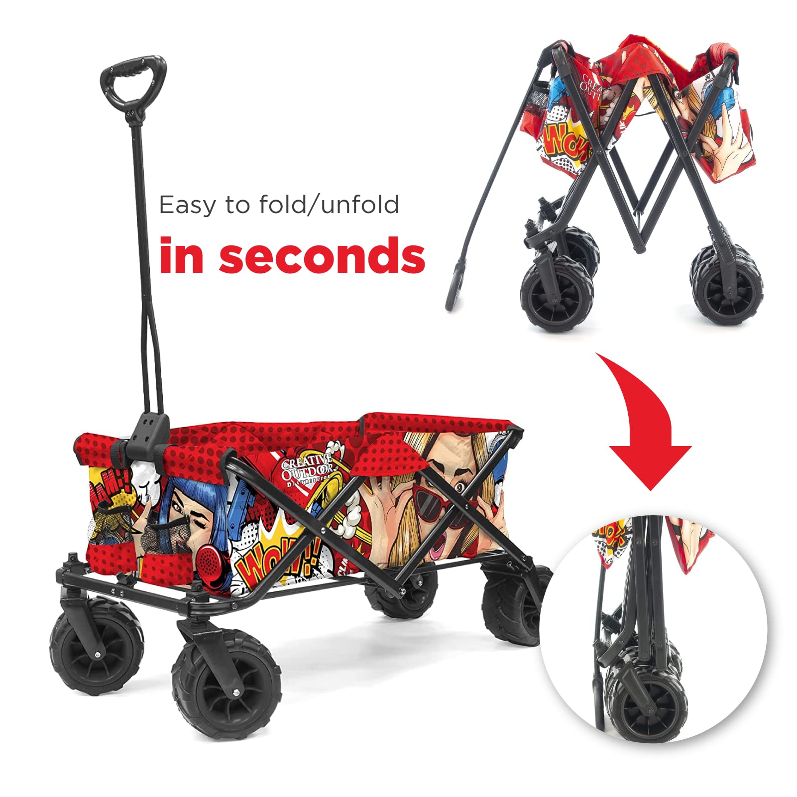 Best Collapsible Outdoor Wagon for Kids - All Terrain Push Pull Stroller with Foldable Design | Perfect for Beach, Park, Garden, Camping & Sports Activities | Heavy Duty Cargo Cart for Family Outings