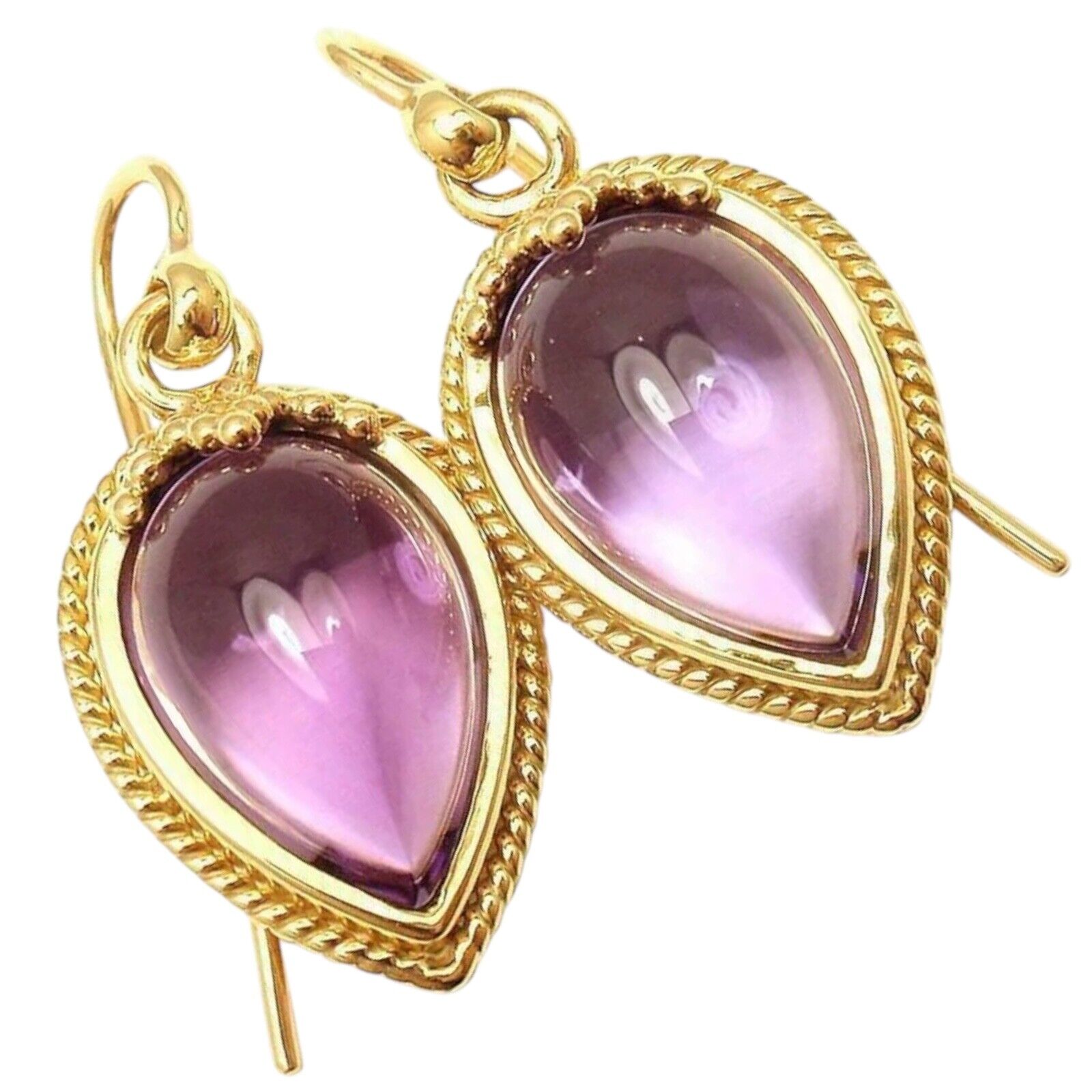 Authentic Temple St. Clair 18k Yellow Gold Chinese Bead Amethyst Earrings | Luxury Purple Gemstone Jewelry | Perfect for Weddings, Parties & Special Occasions