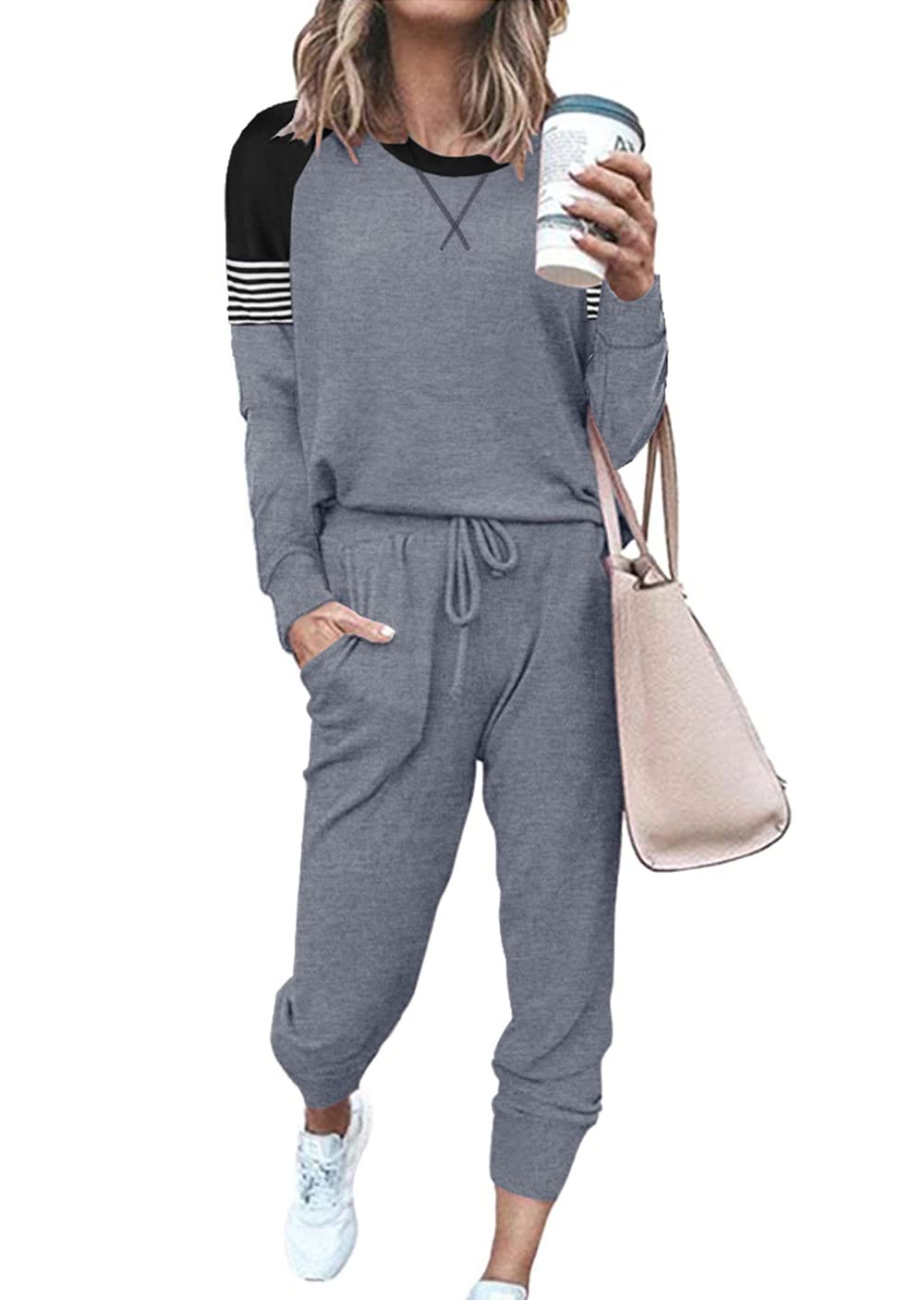 ETCYY Women's Lounge Sets - Soft Sweatsuits 2-Piece Outfit with Long Sleeve Top & Pants for Workout, Yoga, Travel & Home Relaxation