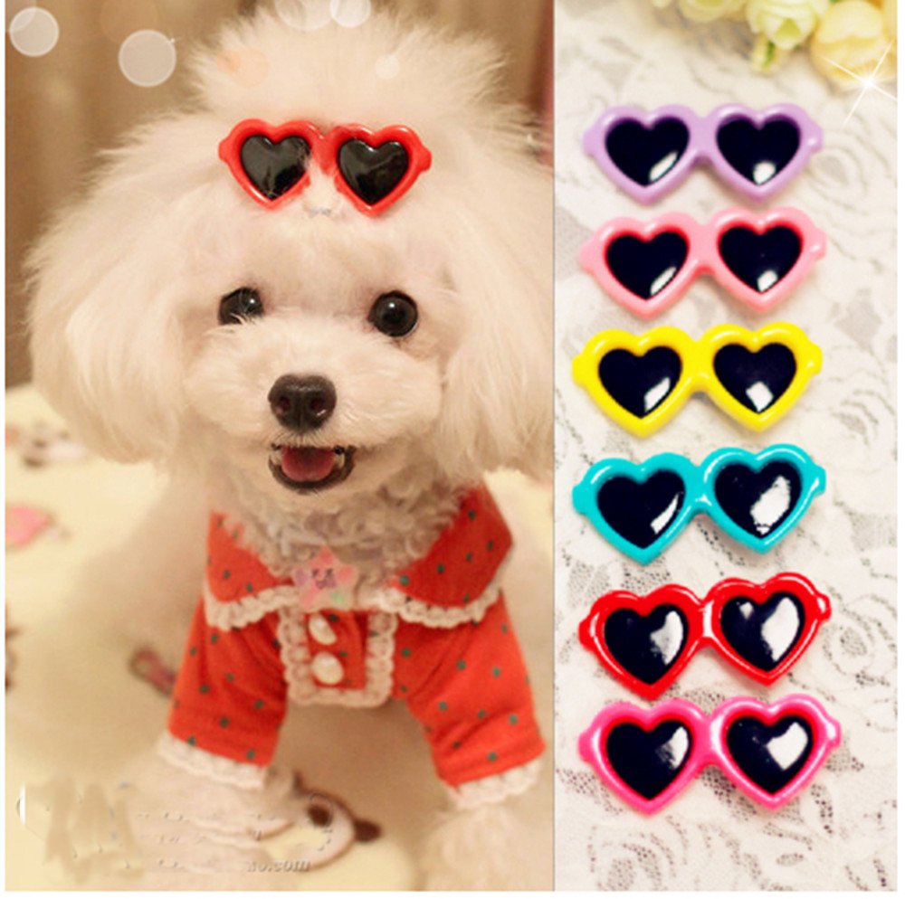 20pcs Cute Dog Hair Clips with Sunglasses Style & Bowknots - Mix Colors Pet Grooming Accessories for Small Dogs - Perfect for Pet Parties, Grooming & Daily Fashion Styling