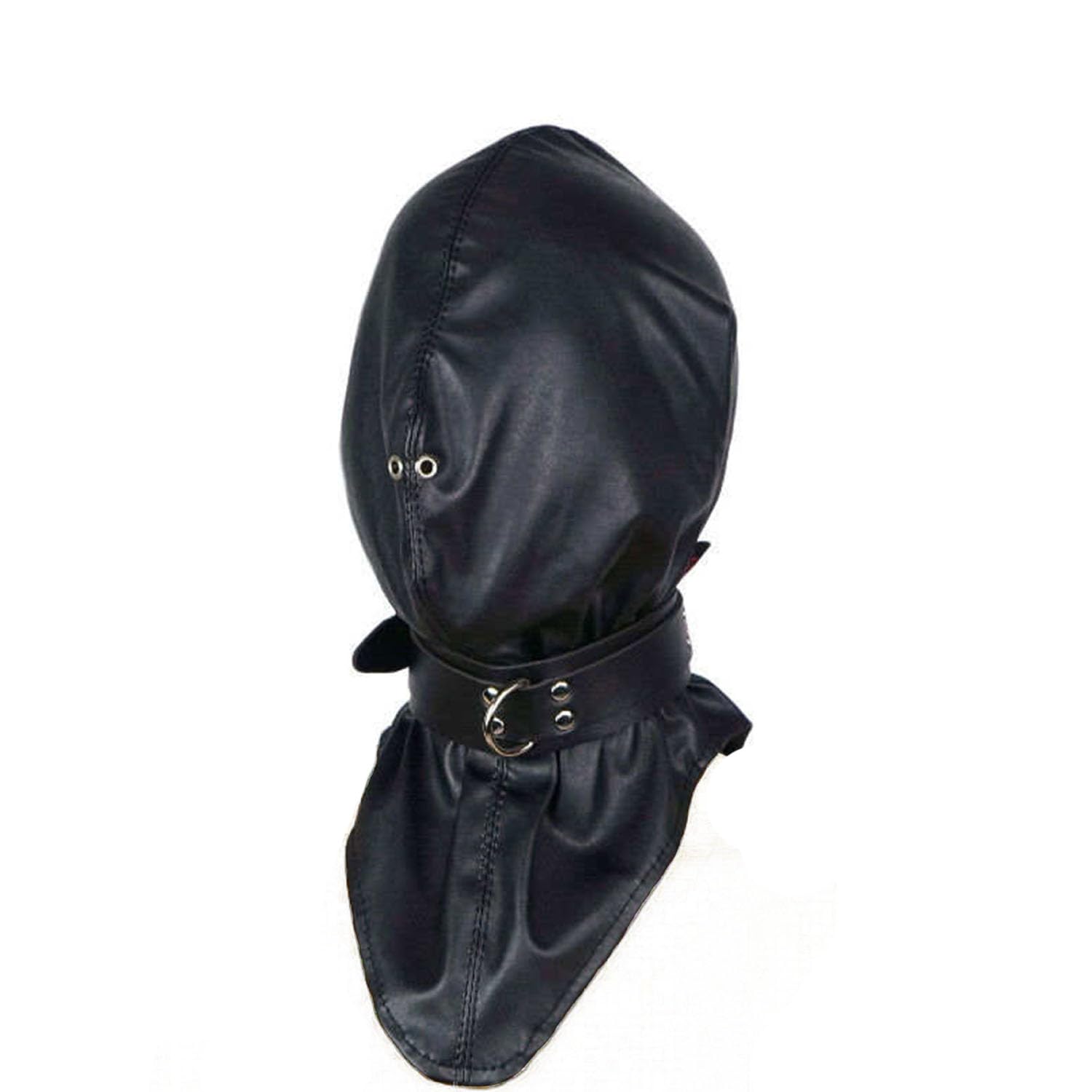 BDSM Bondage Hood - Adjustable Leather Blindfold Mask with Collar for Sensory Play | Fetish Head Cover for Adults | SM Restraint Gear for Roleplay & Sensory Deprivation