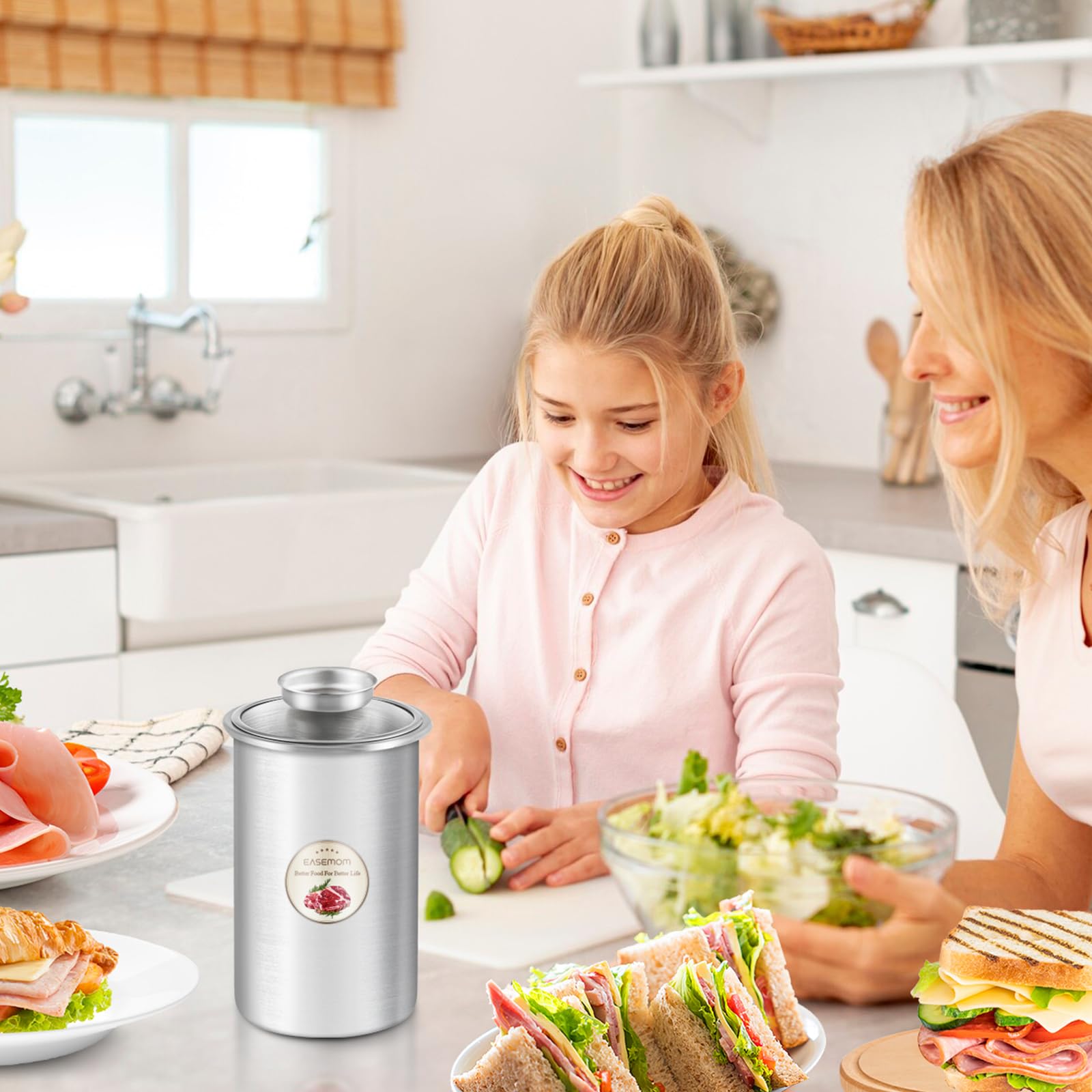 EASEMOM Stainless Steel Ham Maker & Meat Press Mold for Homemade Deli Meats - Includes Cooking Thermometer (℉/℃) & Heat-Resistant Silicone Mittens - Perfect for Sandwiches, Charcuterie Boards & Meal Prep - 5 Included Recipes
