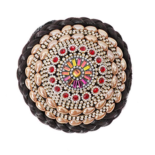 Honbon Artificial Juda Hair Accessories - Black Medium Heavy Stone Work Hair Clips for Women | Perfect for Weddings, Parties & Special Occasions