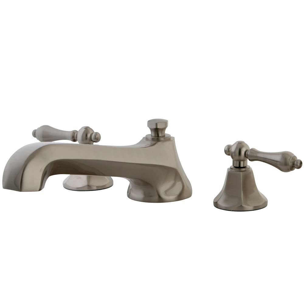 Kingston Brass KS4308AL Metropolitan Roman Tub Faucet with Metal Lever Handle - Brushed Nickel Finish - Perfect for Luxury Bathrooms & Spa Retreats
