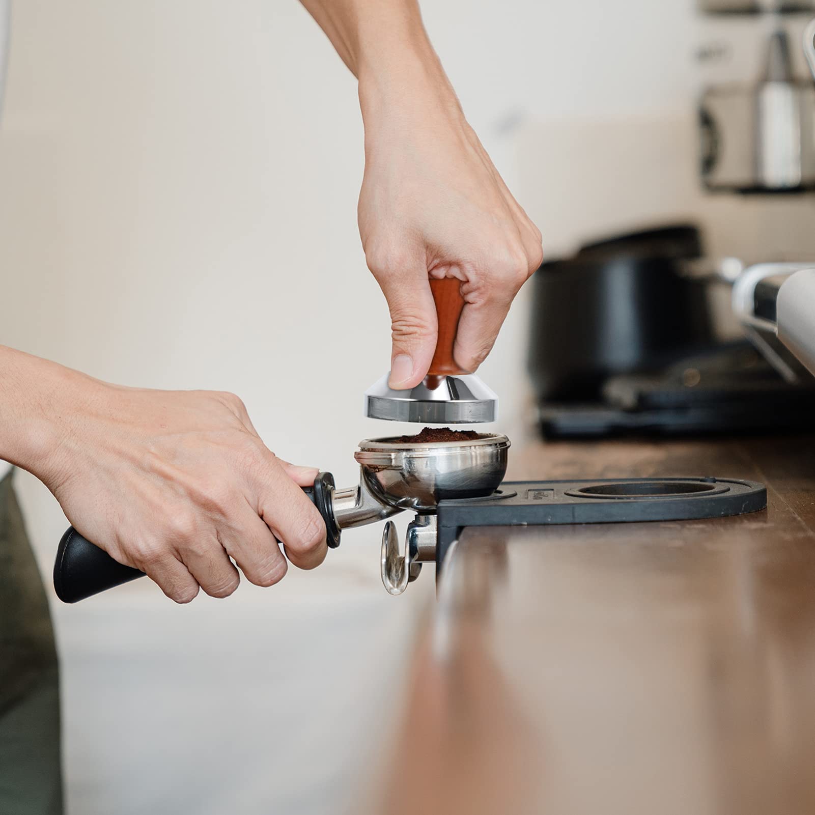 HEMOTON 51mm Wooden Coffee Tamper - Espresso Powder Presser for Perfect Coffee Grounds | Barista-Grade Handheld Coffee Tool for Home & Cafe Use | Ideal for Espresso Machines & Coffee Making Stations