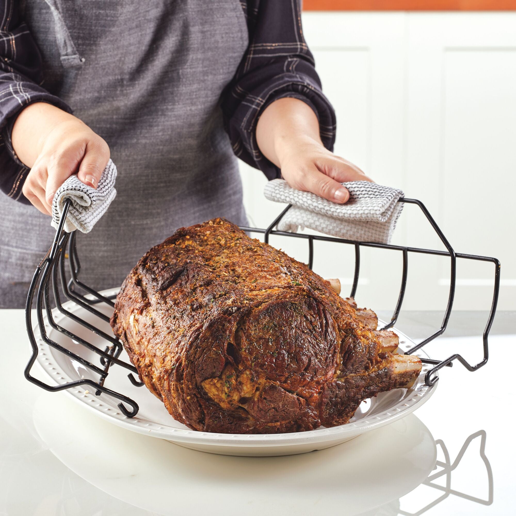 Nonstick Roasting Pan with Easy Serve Rack - Large Oven Safe Roaster for Turkey, Chicken & Meat - Perfect for Thanksgiving, Christmas & Holiday Cooking