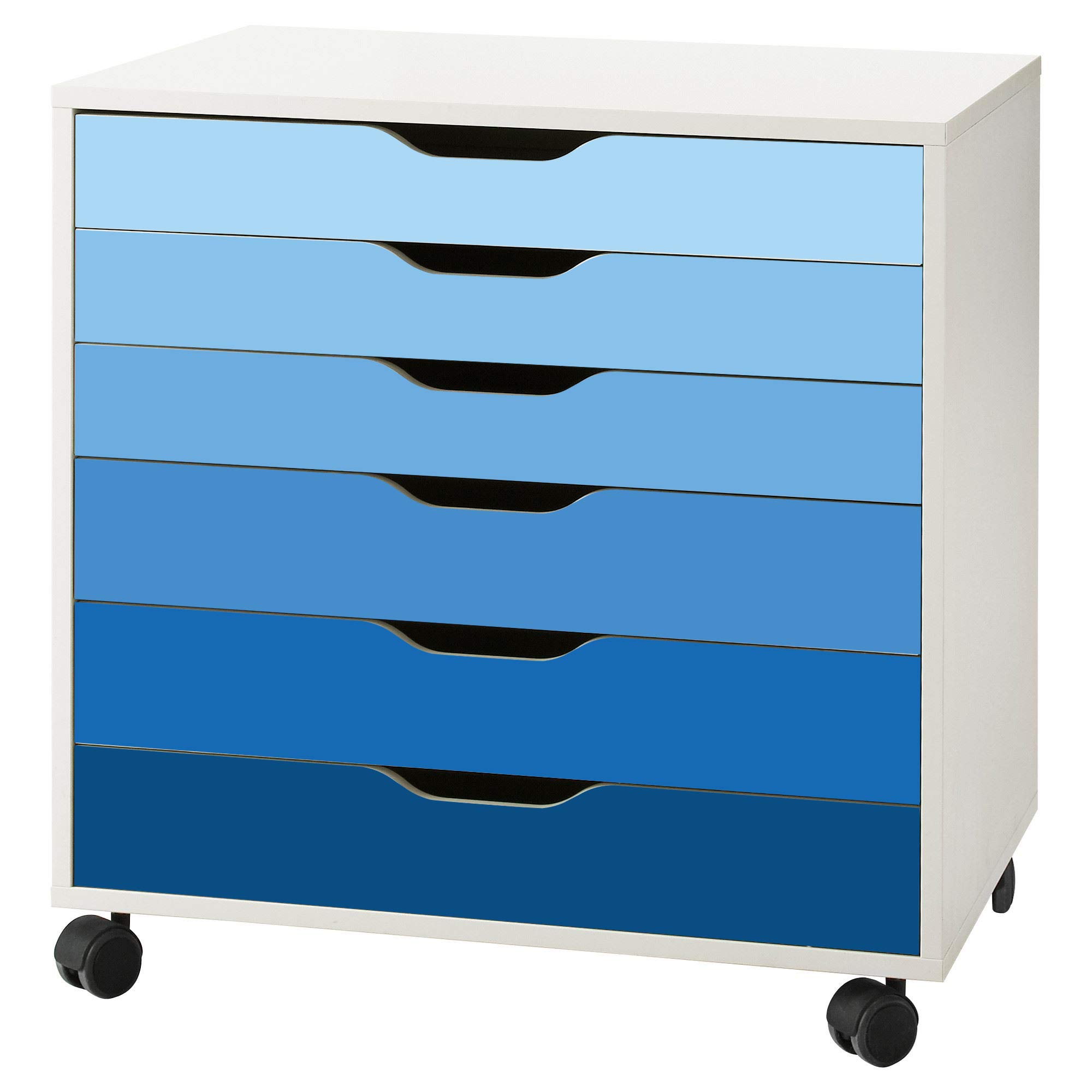 Blue Ombre Self-Adhesive Decals for IKEA Alex Drawers - Peel and Stick Furniture Stickers, Removable Skin for 6-Drawer Alex Unit | DIY Home Office & Bedroom Decor Upgrade
