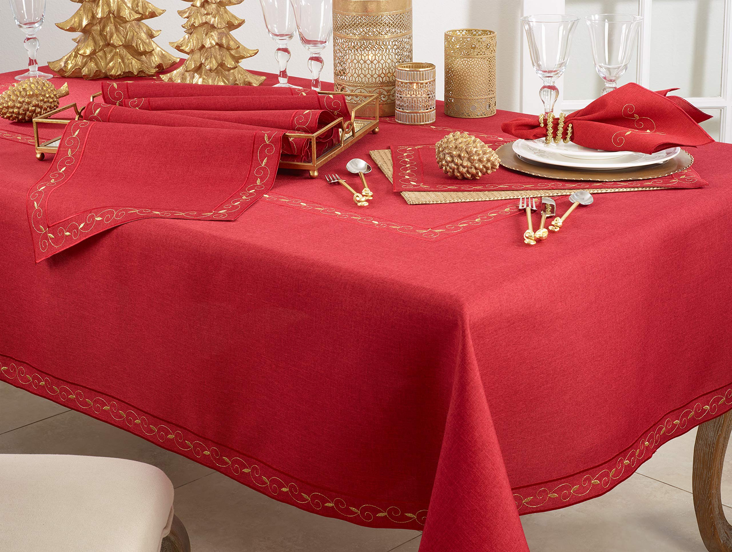 Embroidered Holiday Placemats Set of 4 - Christmas Table Decor, Thanksgiving Dinner Mats, Festive Dining Accessories for Home & Party