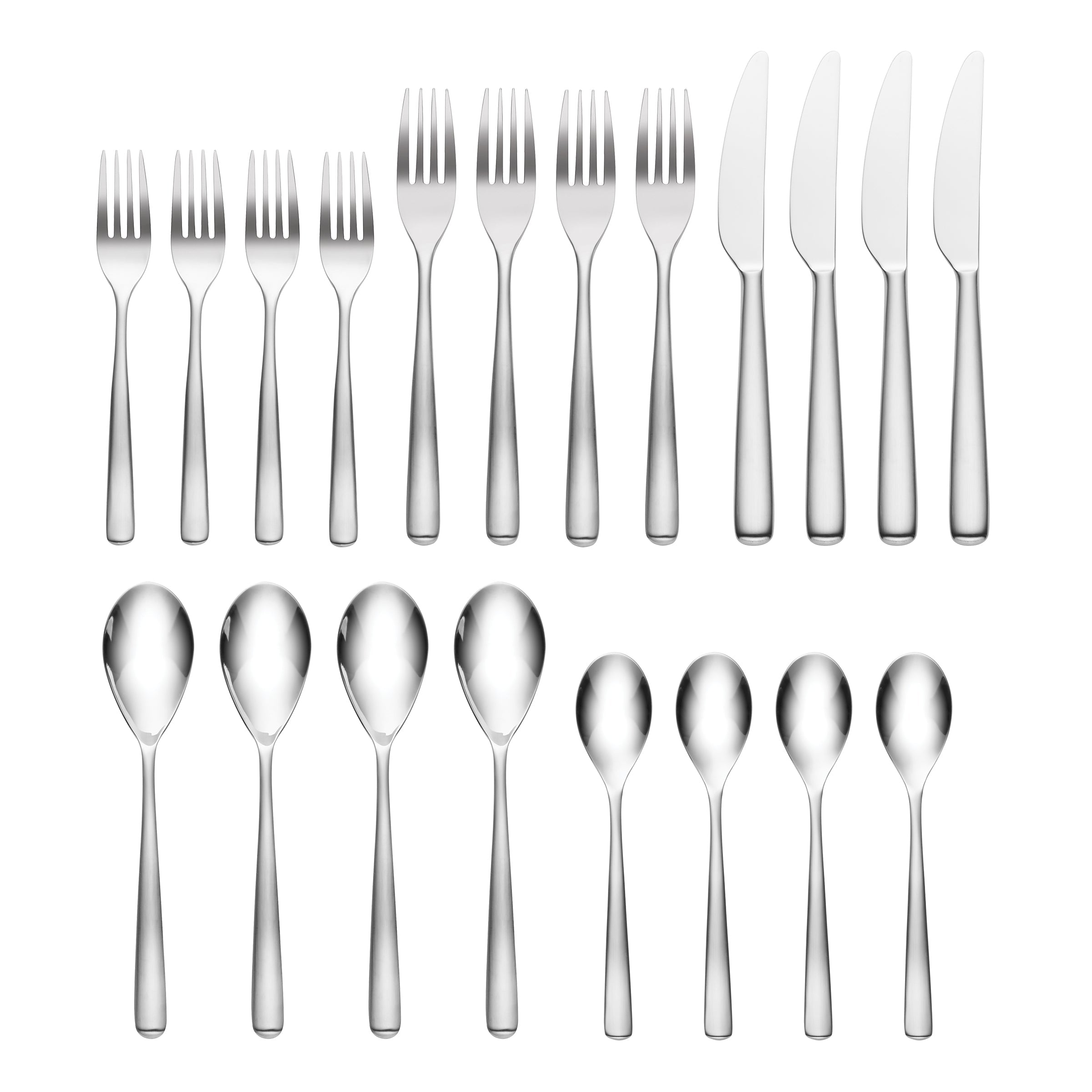 Ella Satin Fade 20-Piece Flatware Set - Stainless Steel Silverware Set with Mirror Finish - Elegant Dinnerware for Wedding, Party & Formal Dining