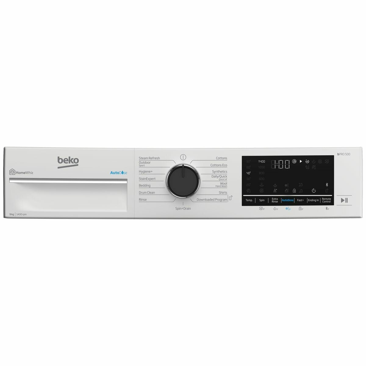Beko 9kg Front Load Washing Machine with Autodose & Steam - BFLB902ADW - Energy Efficient, Quiet Operation for Apartments & Small Homes