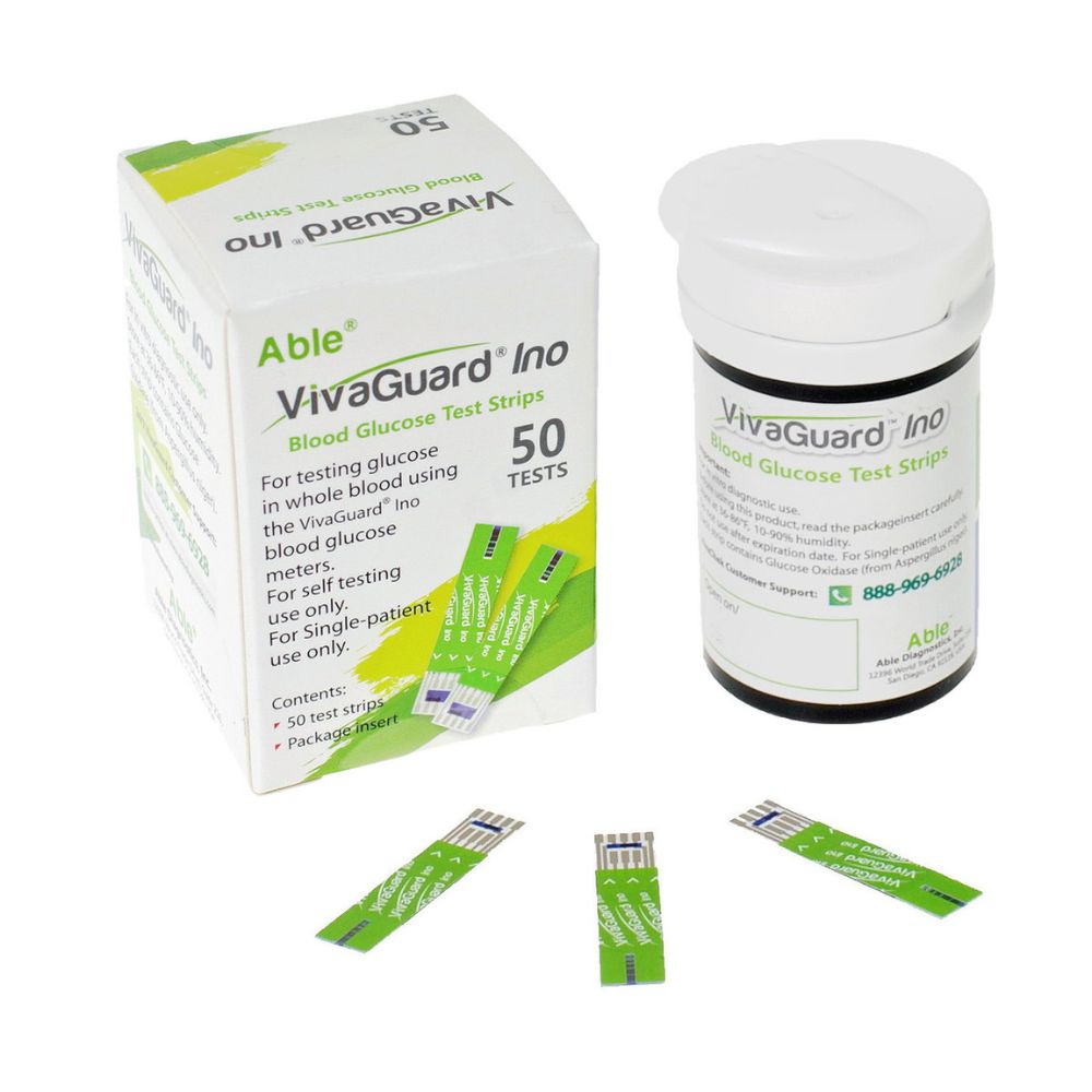 Able VivaGuard Ino Blood Glucose Test Strips & Meter Kit - Accurate Diabetes Monitoring for Home Use, Travel, and Daily Health Tracking