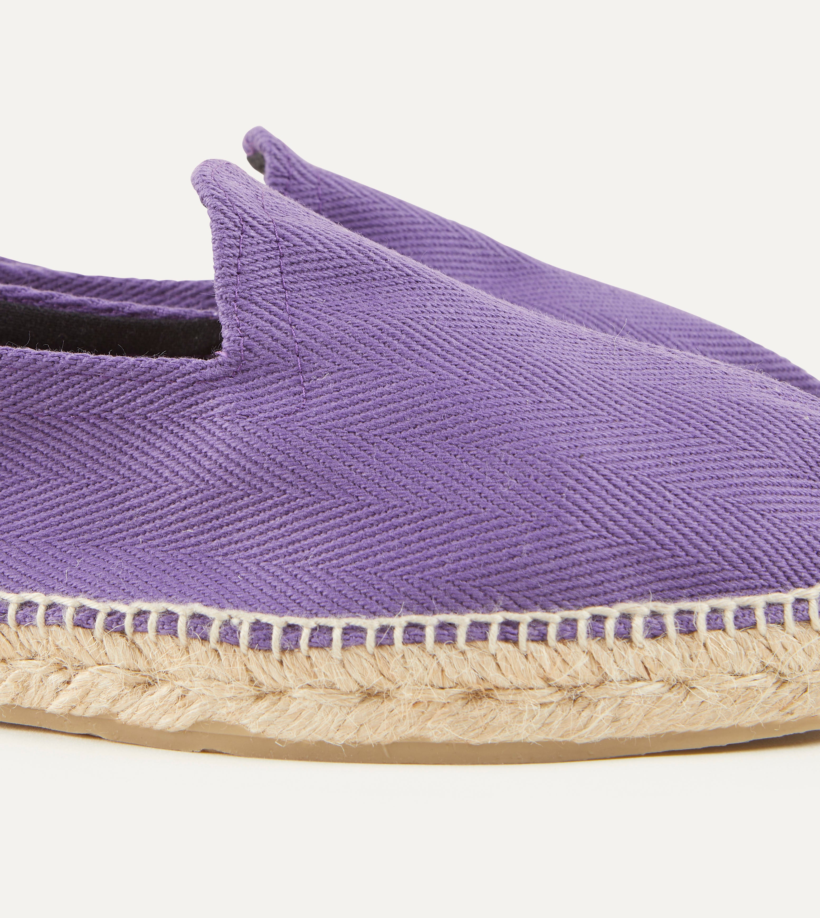 Stylish Purple Herringbone Cotton Espadrilles for Women - Comfortable Summer Slip-On Shoes for Beach, Vacation & Casual Outings