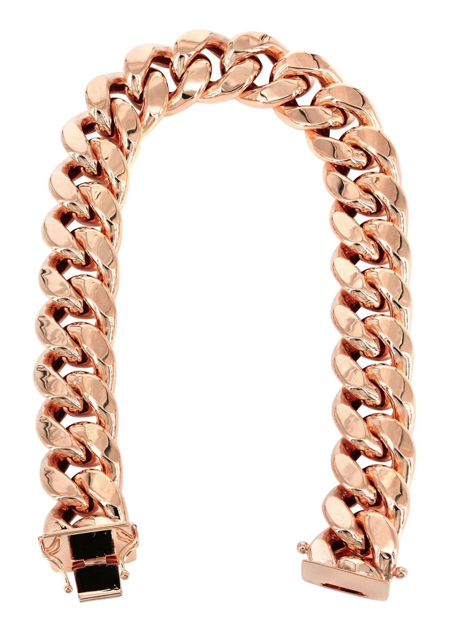 14K Rose Gold Miami Cuban Link Bracelet for Women - Dainty Semi-Solid Chain Bangle - Perfect for Everyday Wear, Gifts & Special Occasions