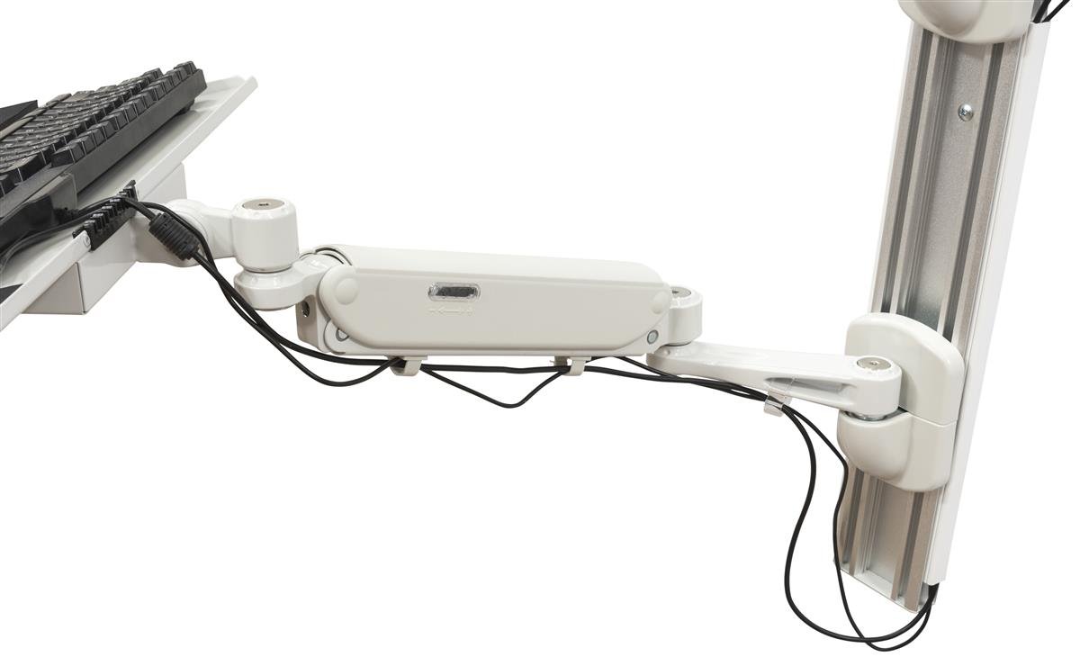 Wall Mounted Computer Station with Adjustable Arms - Monitor Mount & CPU Holder for Office & Home Workspaces (DWSSW01WT) - Perfect for Ergonomic Desk Setups and Space-Saving Solutions