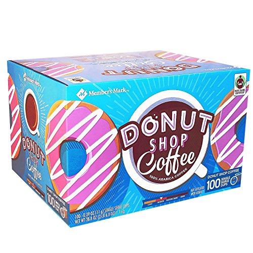 Member's Mark Donut Shop Coffee Pods - 100 Single-Serve Cups (Pack of 4) | Premium K-Cup Compatible Coffee for Keurig Brewers | Perfect for Home, Office & Breakfast Time