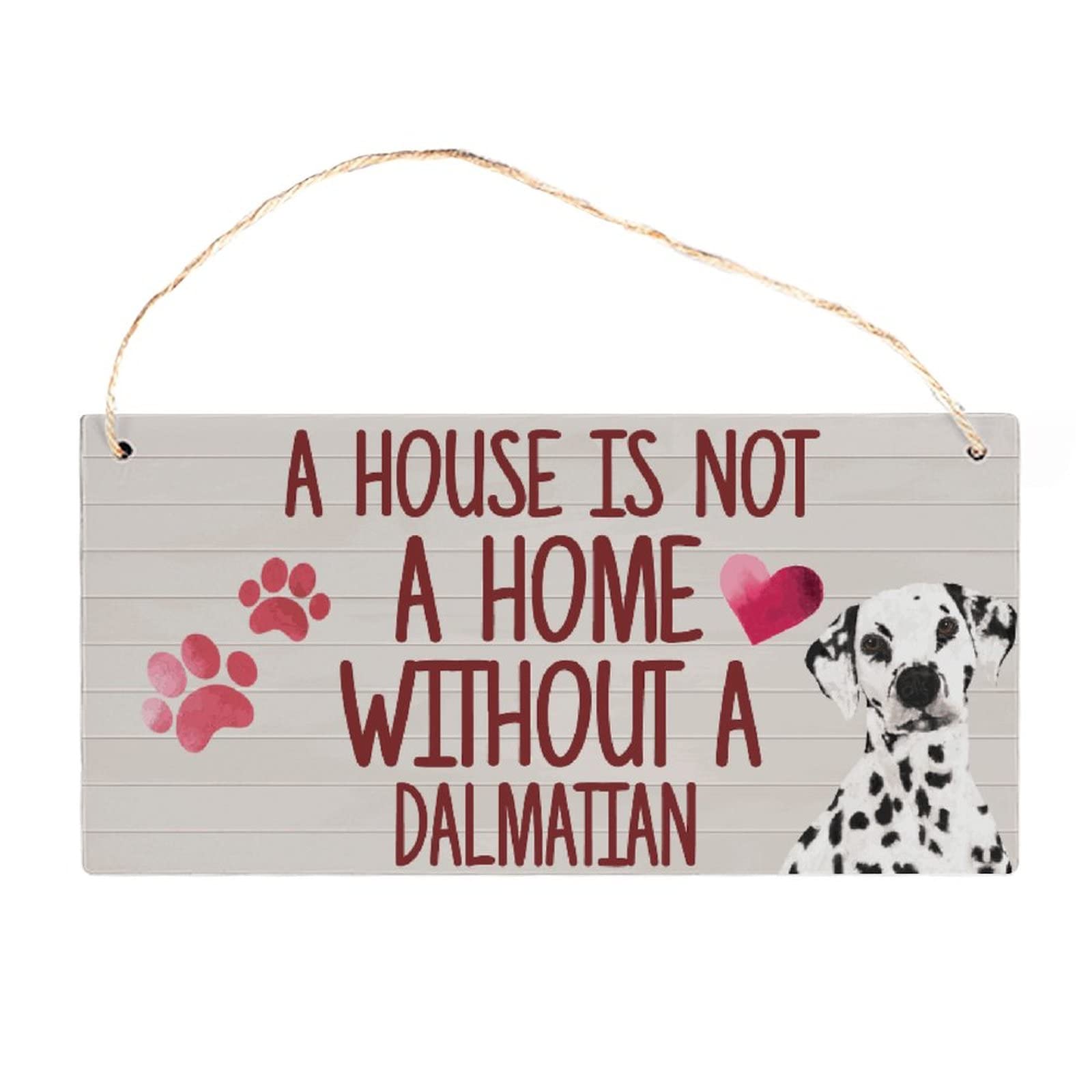 ENEDNATE Dalmatian Wood Sign - Rustic Hanging Plaque 6x12 inch for Pet Lover Home Decor
