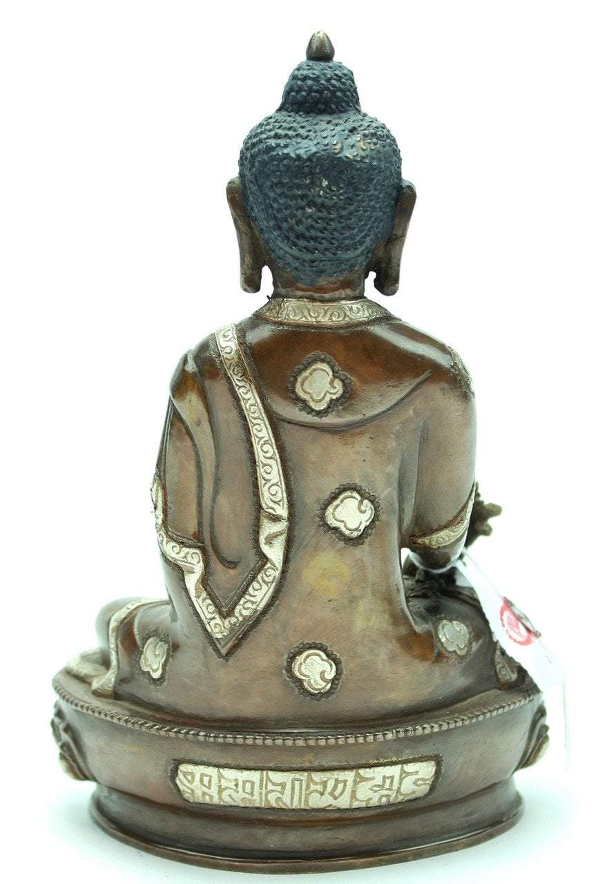 8 Inch Medicine Buddha Bronze and Silver Statue - Handcrafted Spiritual Decor for Meditation, Healing & Home Altar - Perfect for Yoga Studios, Buddhist Shrines & Wellness Spaces