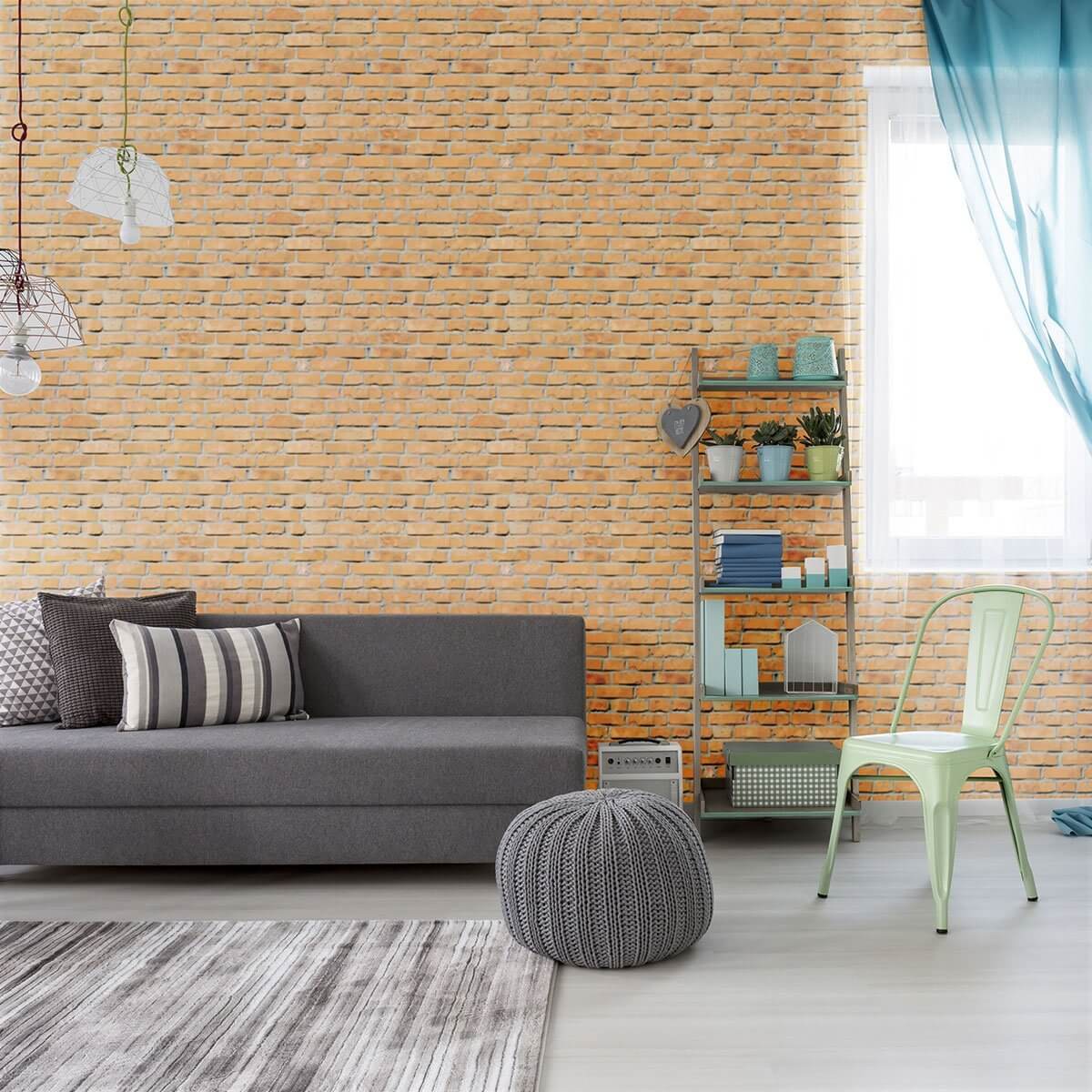 Orange Brick Texture Peel and Stick Removable Wallpaper - Self-Adhesive Decorative Wall Covering for Home, Office & Rental Spaces - Easy DIY Installation