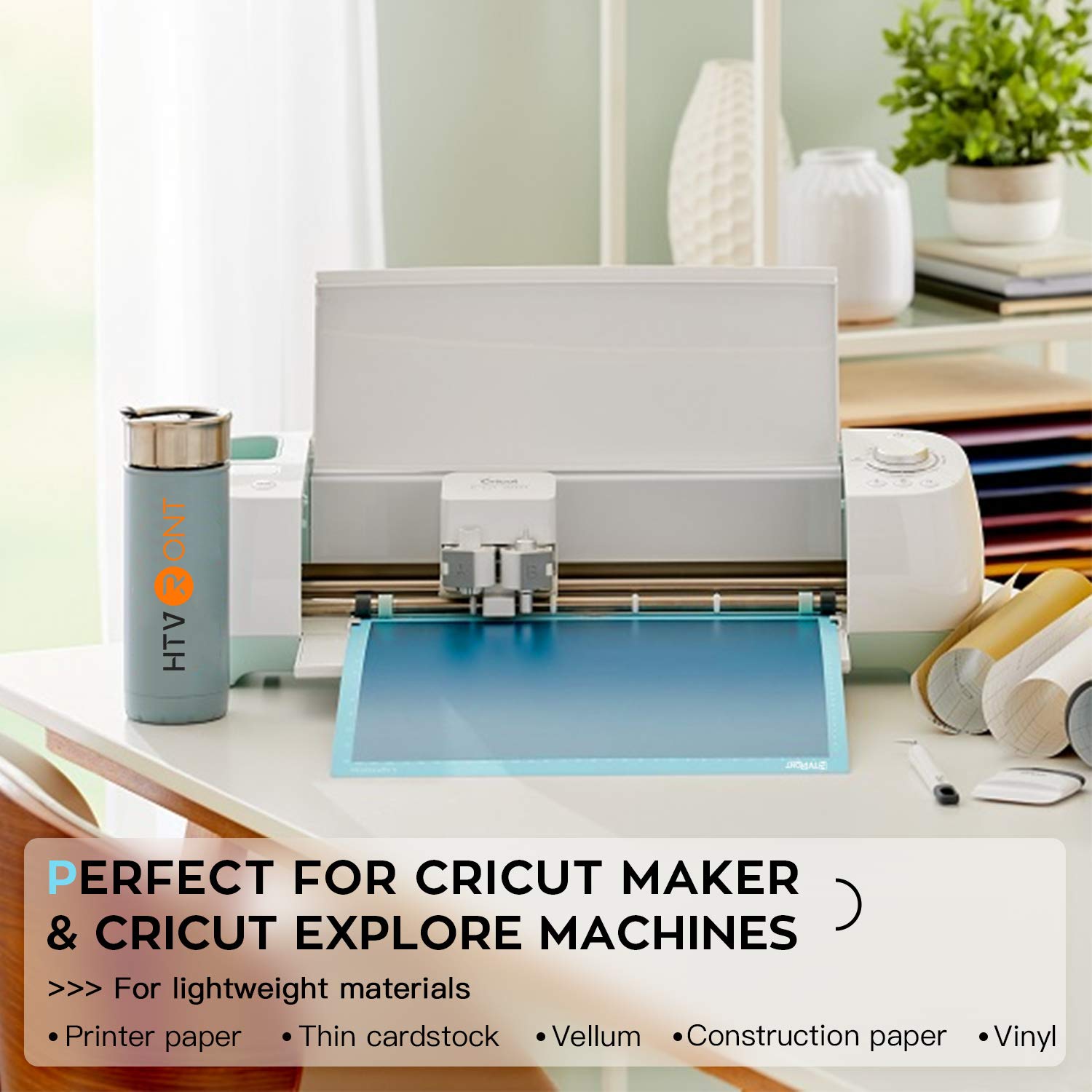 HTVRONT Light Grip Cutting Mat 12x12 Inch - 3 Pack Replacement Mats for Cricut Maker 3, Maker, Explore 3, Air 2, Air & One - Low Tack Adhesive Craft Mats for Vinyl, Paper & Fabric Cutting - Perfect for DIY Projects, Scrapbooking & Quilting