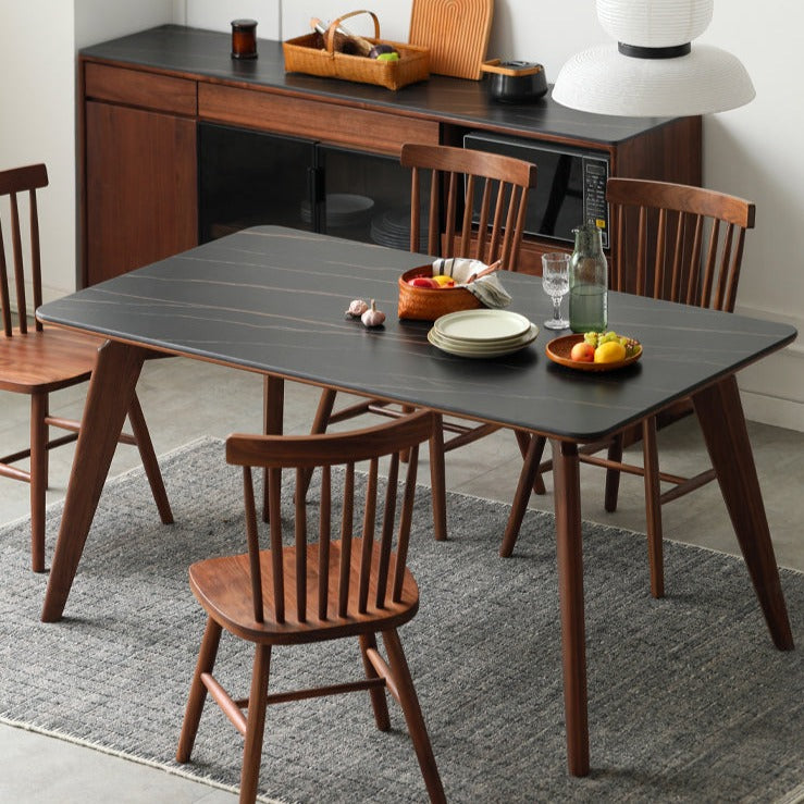 Premium Black Walnut Solid Wood Dining Table - Handcrafted North American Hardwood, Rustic Farmhouse Style for Dining Room & Kitchen Decor