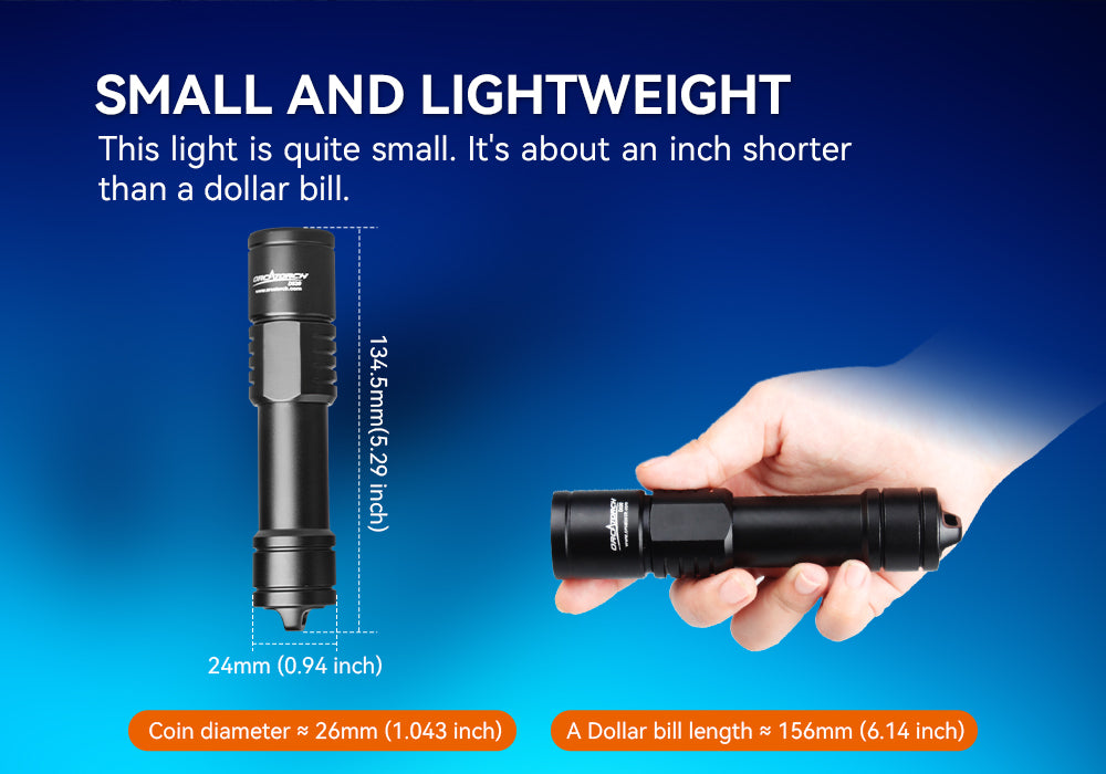 Orcaorch D520 1000 Lumens Professional Underwater Dive Light - Bright LED Scuba Diving Torch for Night Diving, Cave Exploration & Marine Photography