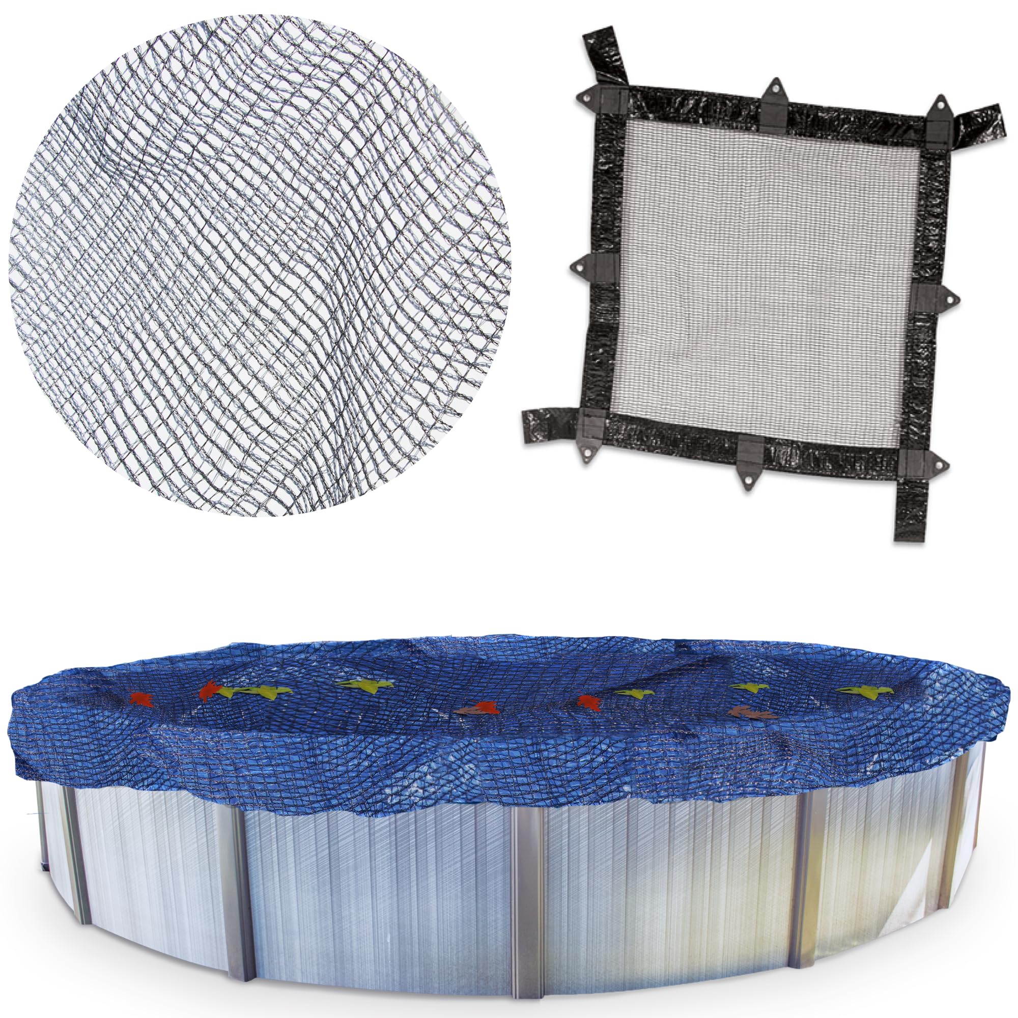 Heavy Duty SWIMLINE HYDROTOOLS Winter Leaf Net Pool Cover for 30 FT Round Above Ground Swimming Pools | 33 FT Netting Size | Black | Includes Winch & Cable | Durable Protection for Fall and Winter Seasons | CO930