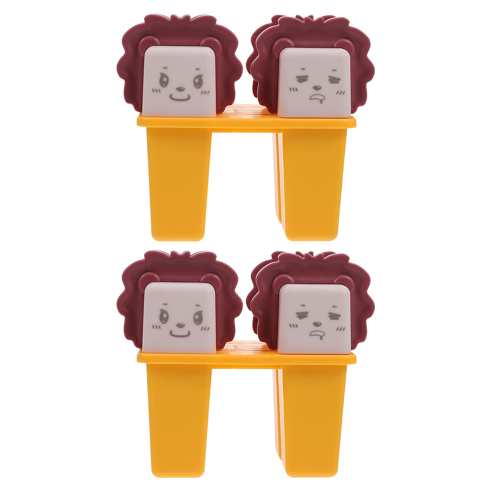 2-Pack Hemoton DIY Popsicle Molds with Cartoon Sticks - 4 Sphere Ice Cream Maker Molds for Homemade Frozen Treats - BPA-Free Plastic, Easy Release, Yellow - Perfect for Summer Snacks, Kids Parties & Family Fun