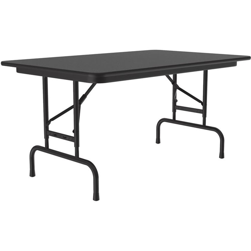 Correll 22-32 Inch Adjustable Height Folding Table with Durable Melamine Top in Black Granite - Perfect for Offices, Events, and Home Use