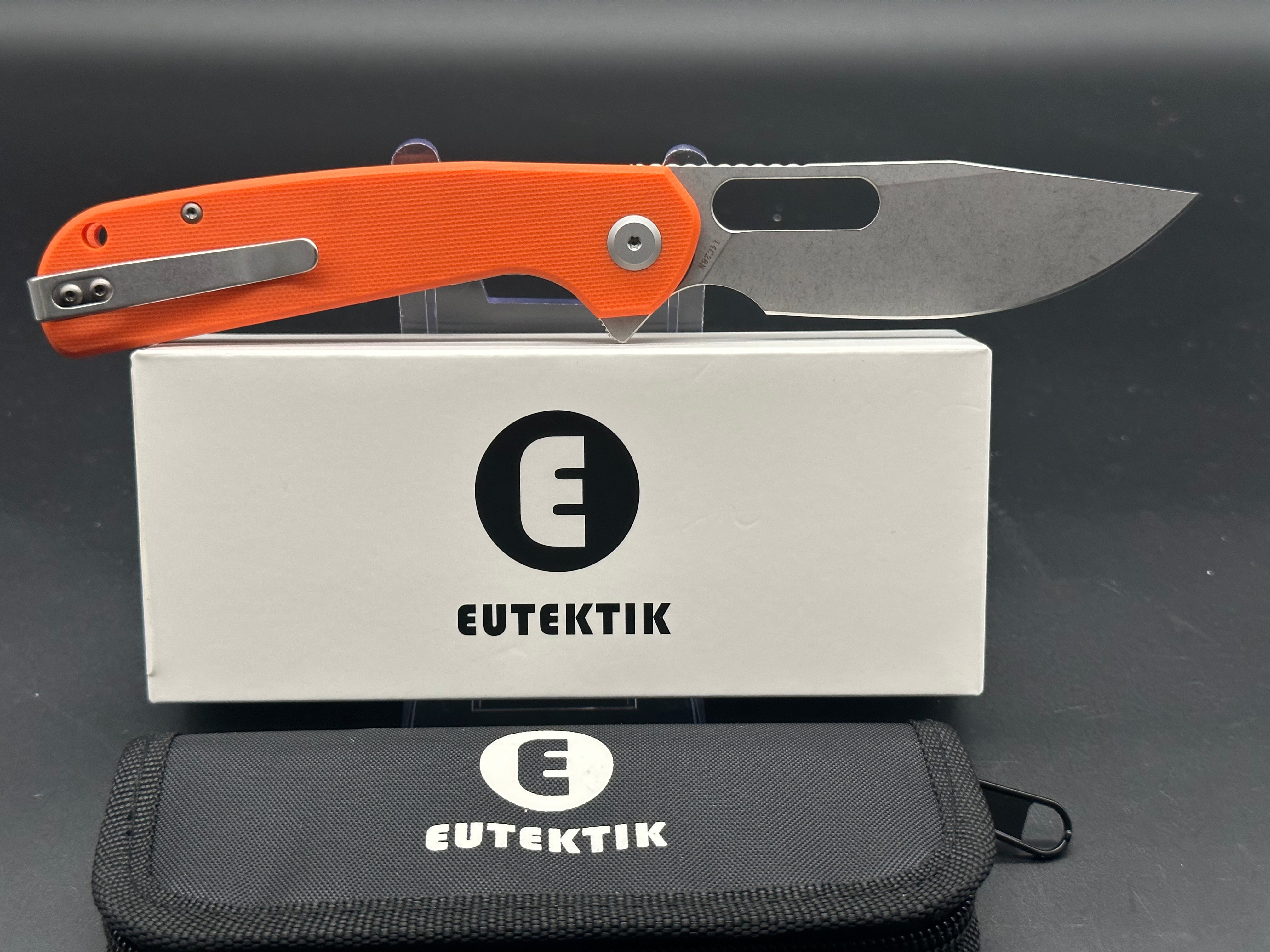 Eutektik Trinity Orange G10 Folding Knife - New in Box with LTK Koozie, Patch & Sticker - Perfect for Outdoor Adventures, Camping & Everyday Carry (EDC)