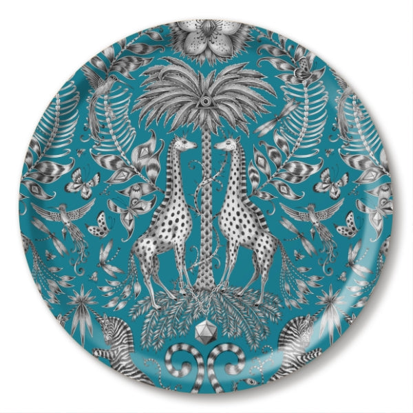 Jamida Kruger Tray - Premium Ceramic Serving Tray in Turquoise Blue - Perfect for Dining, Entertaining, and Home Decor