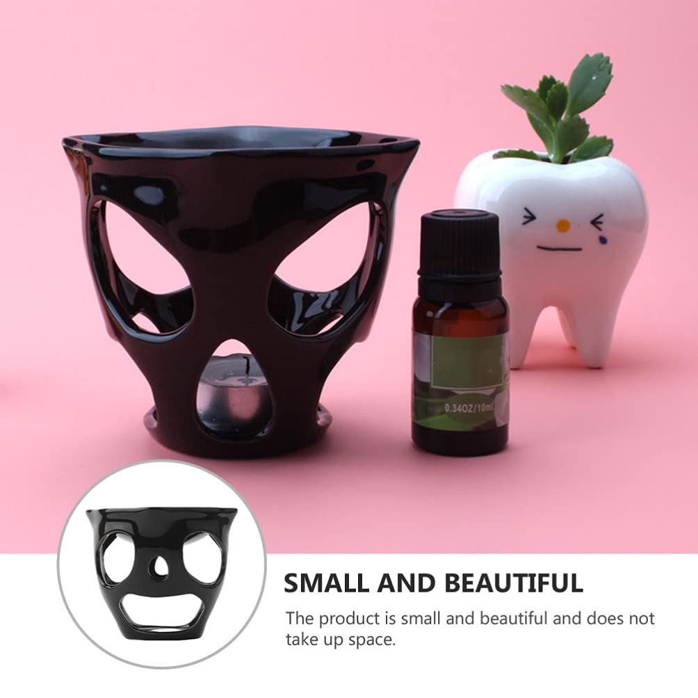 Beaupretty Ceramic Skull Oil Lamps - Essential Oil Burner & Wax Warmer with Tea Light Holder for Home Decor - Perfect for Living Room, Bedroom, Balcony and Patio Ambiance