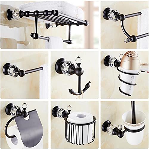 Elegant Brass & Crystal Shower Shelves Set - Bathroom Accessories with Robe Hook, Paper Holder, Towel Bar, Soap Basket & Towel Ring | Luxury Spa-Style Organization for Master Bath & Guest Powder Room