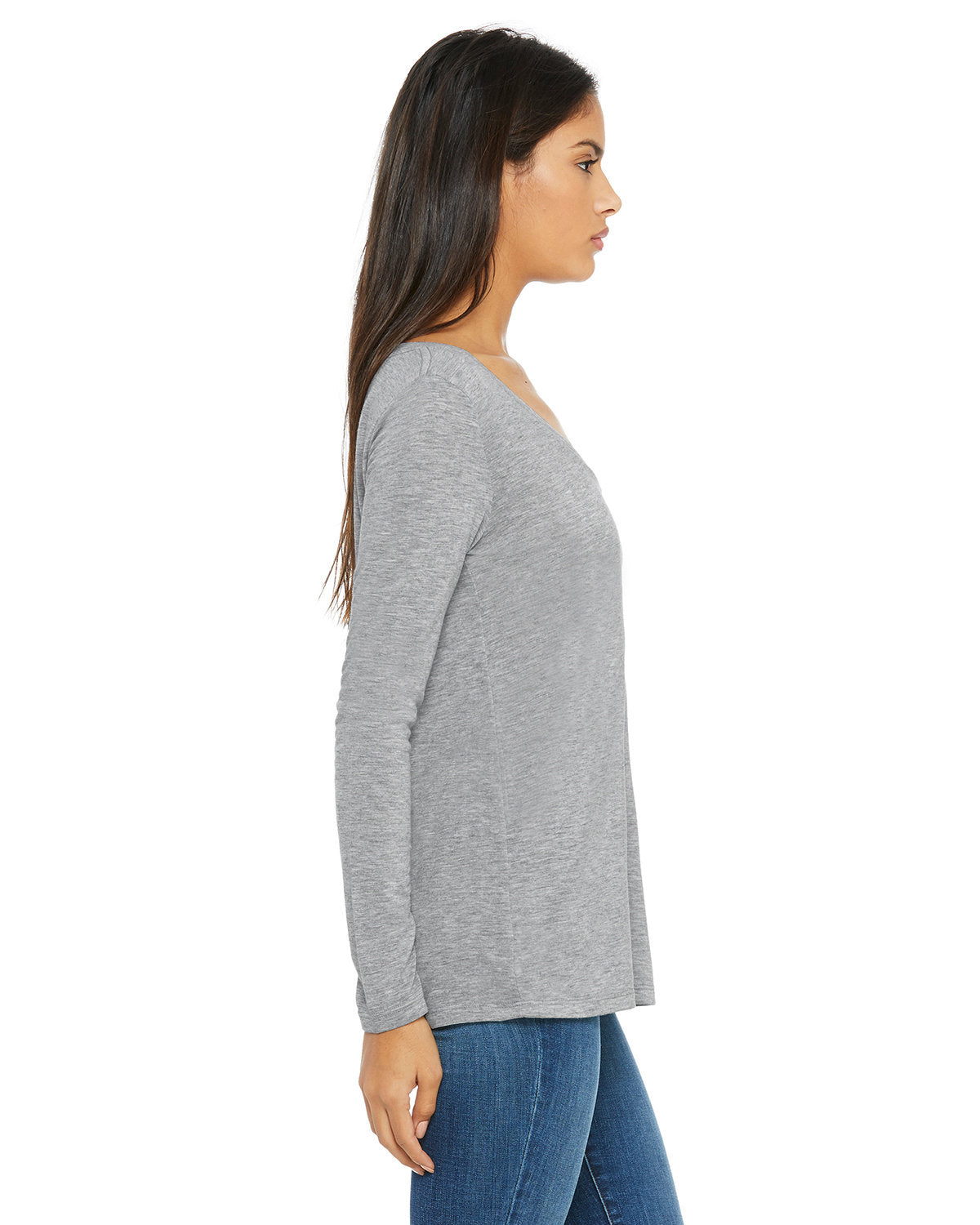 Bella + Canvas 8855 Women's Soft Flowy Long Sleeve V-Neck T-Shirt - Perfect for Casual Wear, Layering & Everyday Comfort